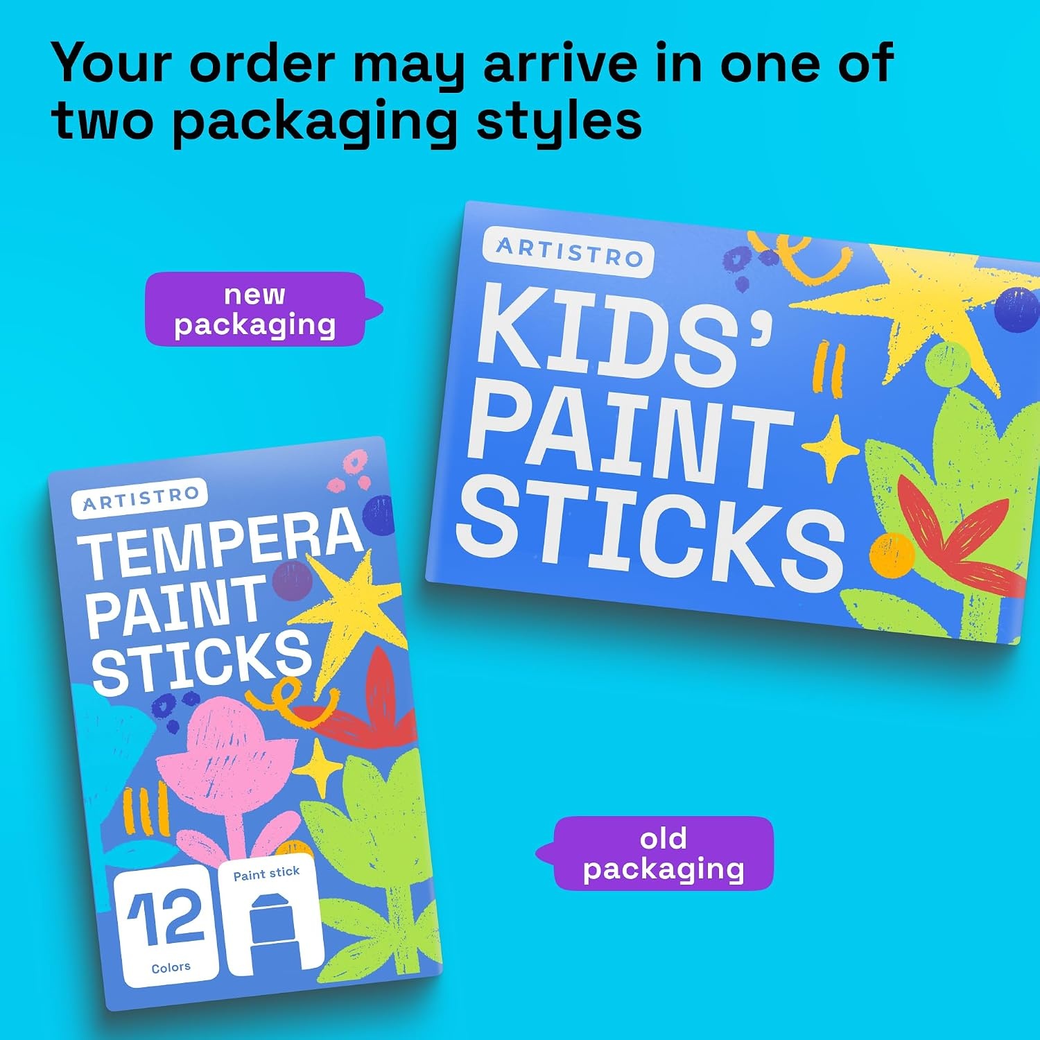 image:imageARTISTRO 100 Washable Tempera Paint Sticks for Kids 12 Nontoxic Paint Markers for Kids Color Sticks with Twist Design12 Colors