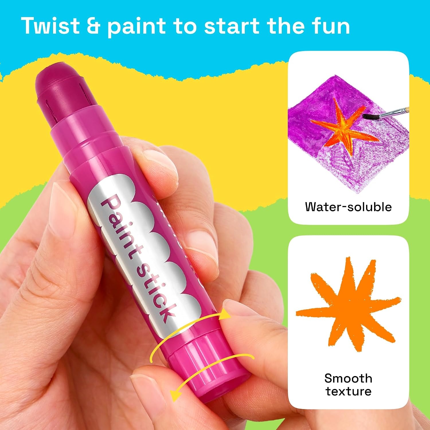 image:imageARTISTRO 100 Washable Tempera Paint Sticks for Kids  12 Nontoxic Paint Markers for Kids  Color Sticks with Twist Design24 Colors