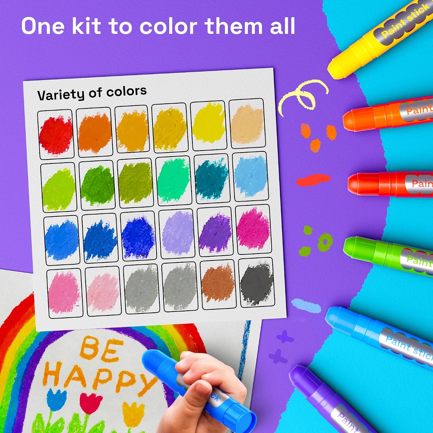 image:imageARTISTRO 100 Washable Tempera Paint Sticks for Kids  12 Nontoxic Paint Markers for Kids  Color Sticks with Twist Design24 Colors