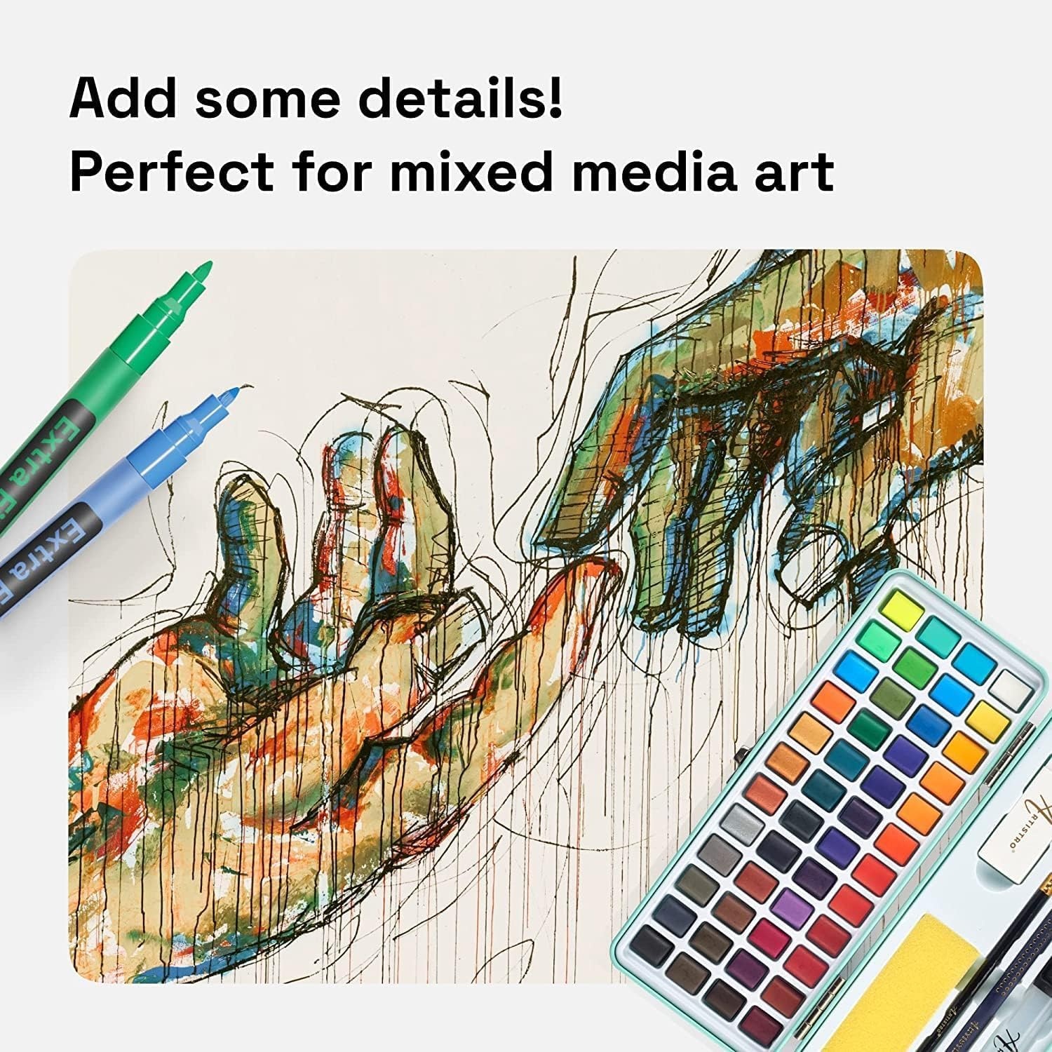 image:imageARTISTRO 12 Glitter Paint Pens for Glass Marking ExtraFine TipMulticolor
