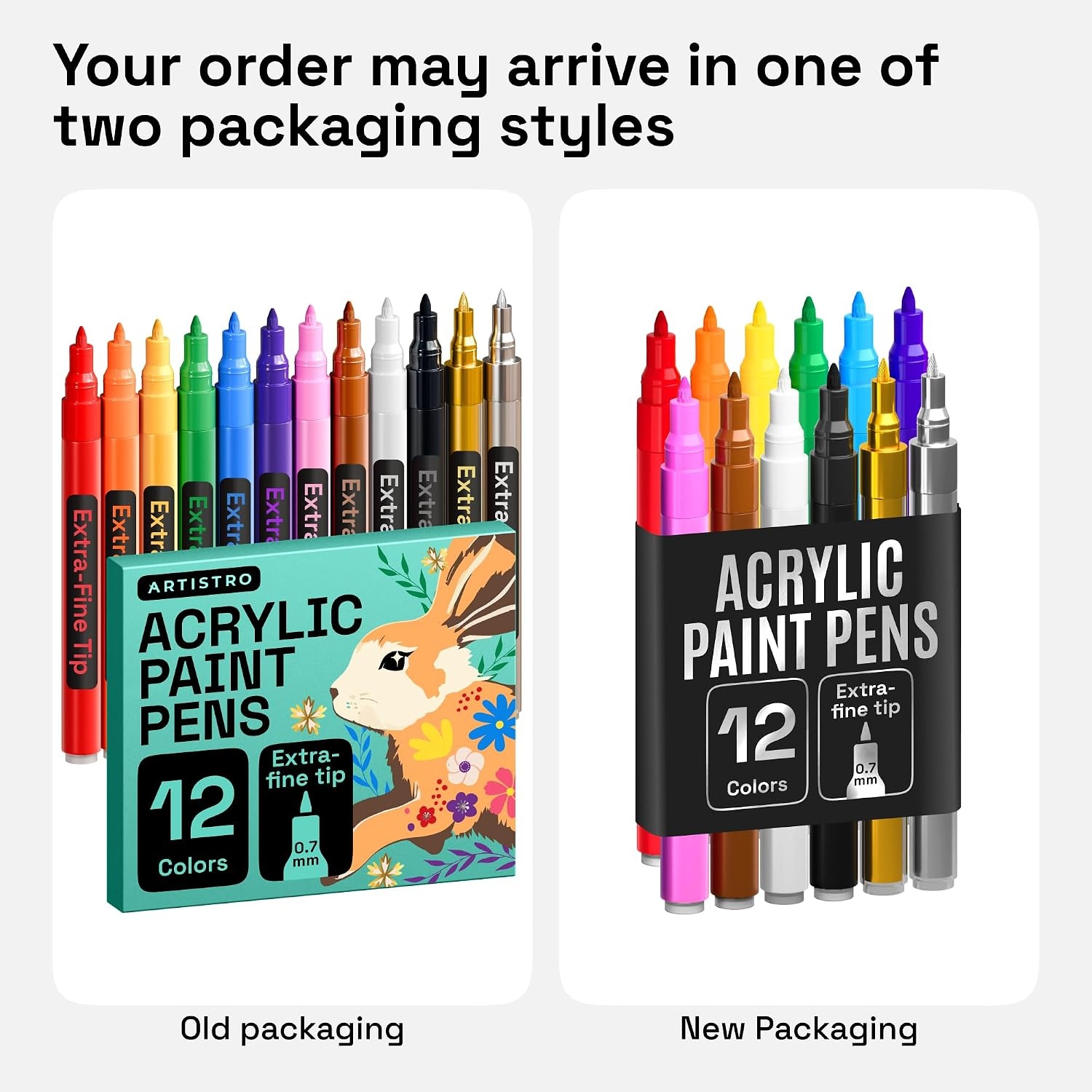 image:imageARTISTRO 12 Glitter Paint Pens for Glass Marking ExtraFine TipMulticolor