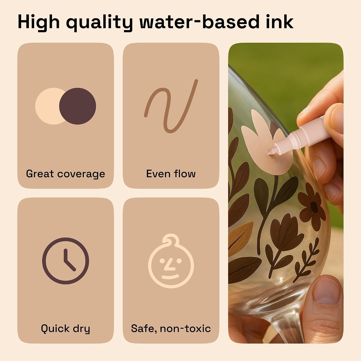 image:imageARTISTRO 12 Glitter Paint Pens for Glass Marking ExtraFine TipSkin Tone