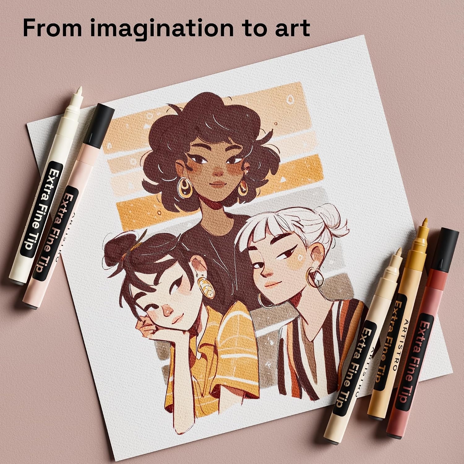 image:imageARTISTRO 12 Glitter Paint Pens for Glass Marking ExtraFine TipSkin Tone