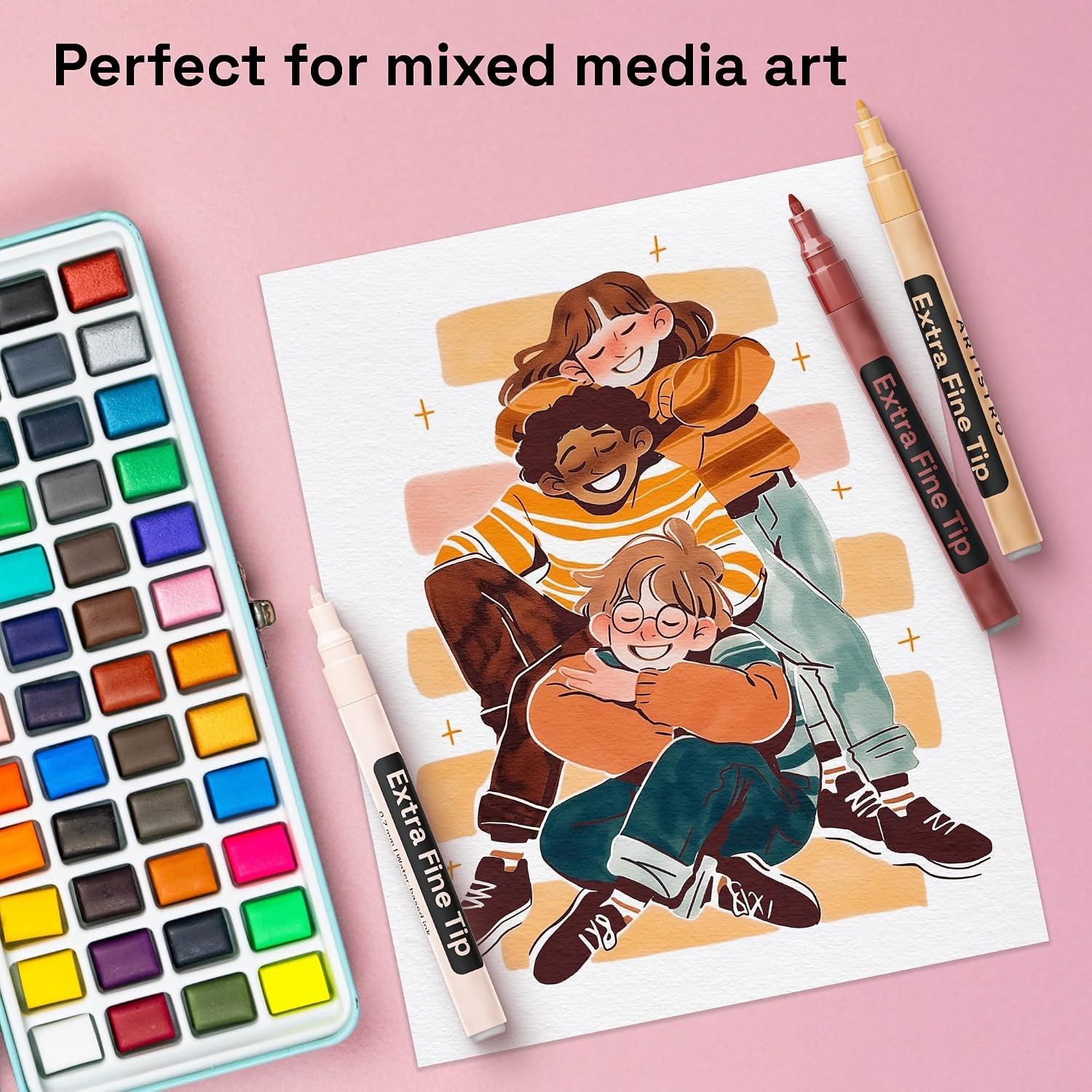 image:imageARTISTRO 12 Glitter Paint Pens for Glass Marking ExtraFine TipSkin Tone