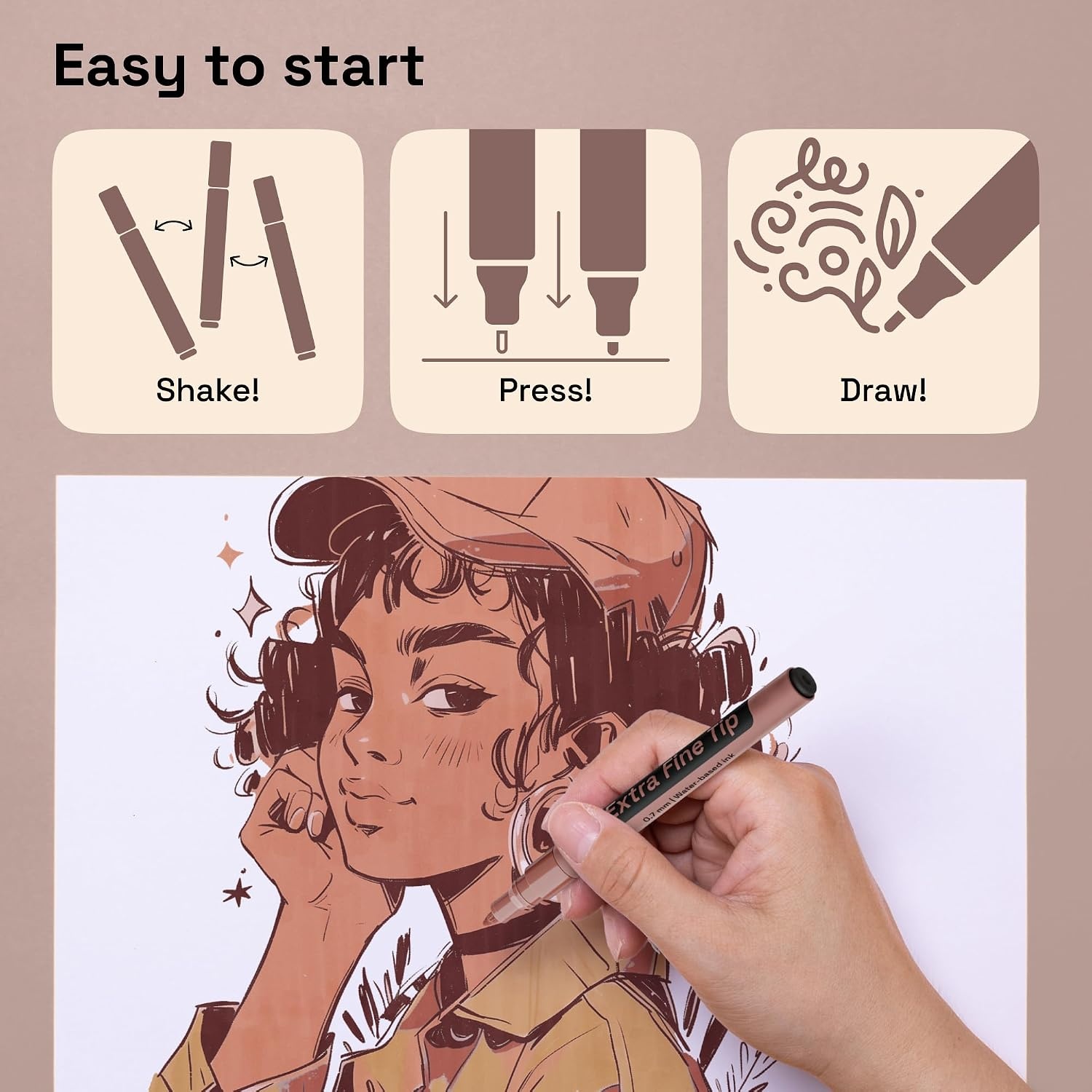 image:imageARTISTRO 12 Glitter Paint Pens for Glass Marking ExtraFine TipSkin Tone