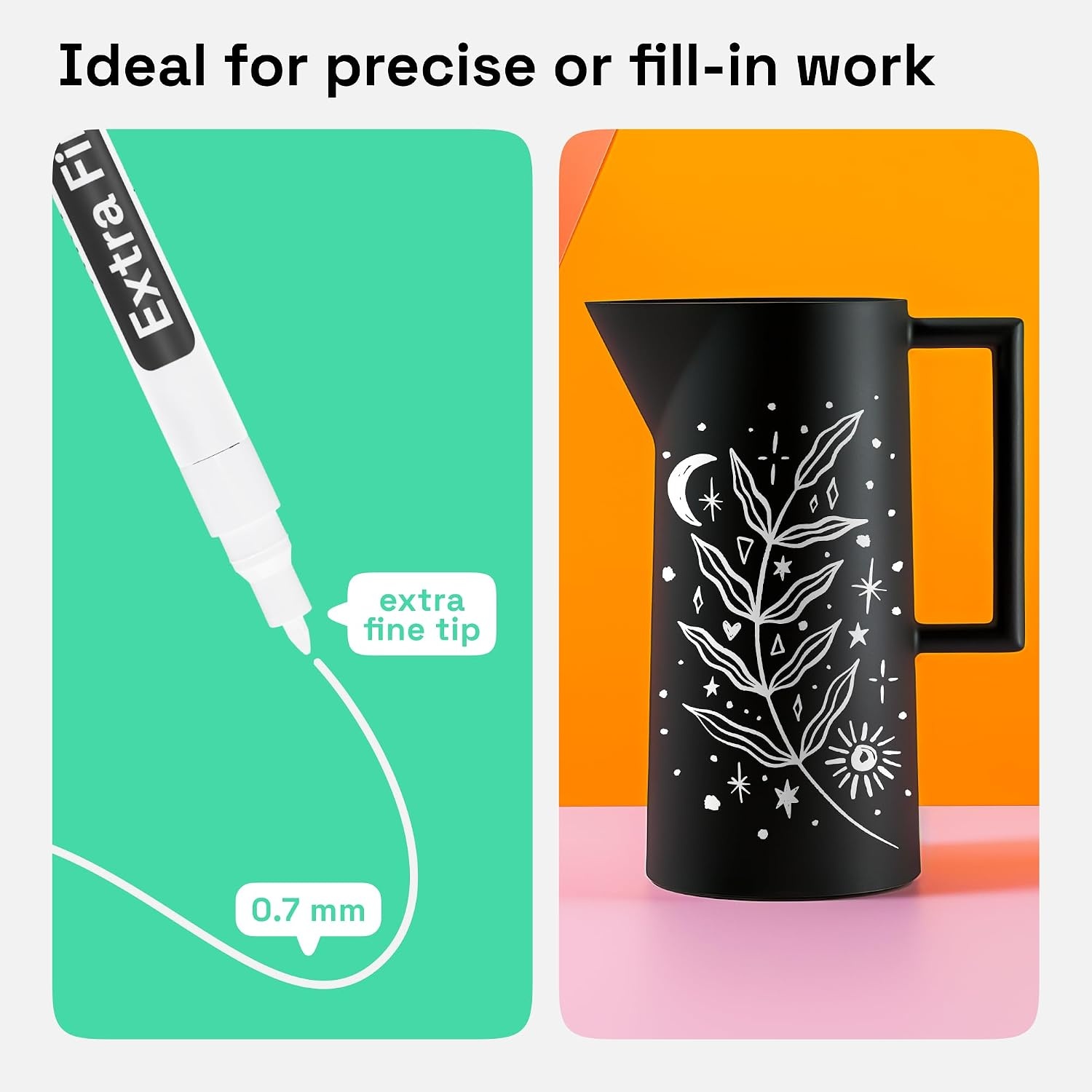 image:imageARTISTRO 2 White Permanent Marker Waterproof Markers for Tire Fabric Rocks Glass Ceramic Wood Paper Oil Based Paint Pens ExtraFine Tip 07mmWhite