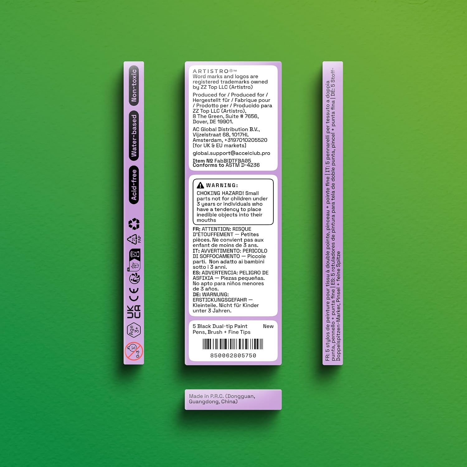 image:imageARTISTRO 24 DualTip Fabric Markers Decorating Kit Permanent for ClothesBlack