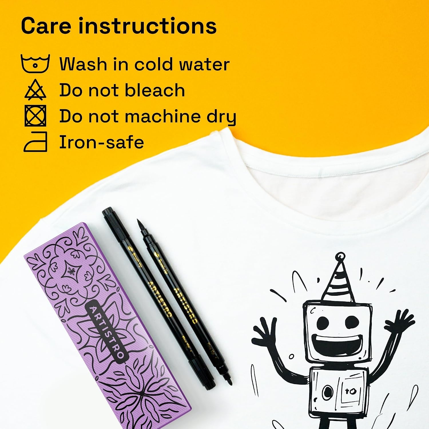 image:imageARTISTRO 24 DualTip Fabric Markers Decorating Kit Permanent for ClothesBlack