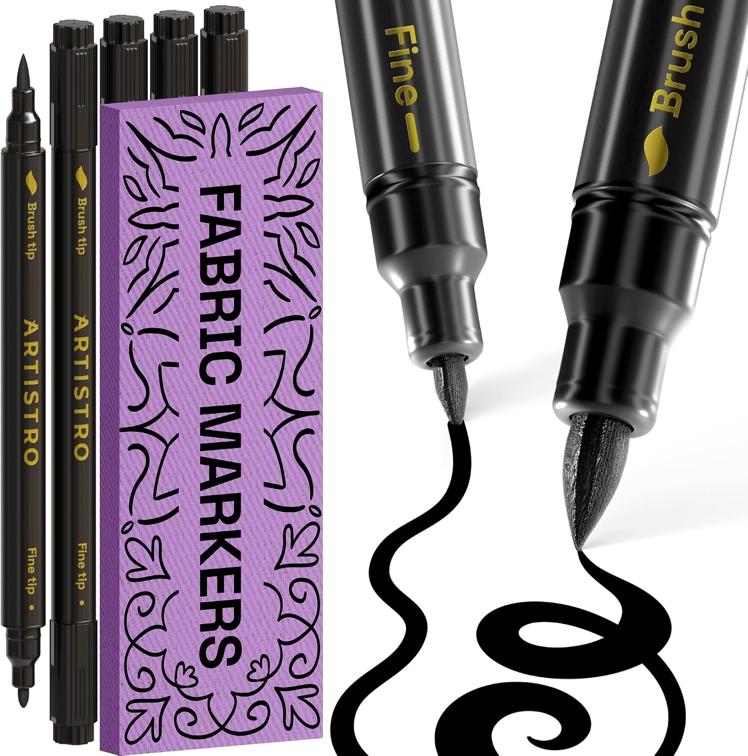 image:imageARTISTRO 24 DualTip Fabric Markers Decorating Kit Permanent for ClothesBlack