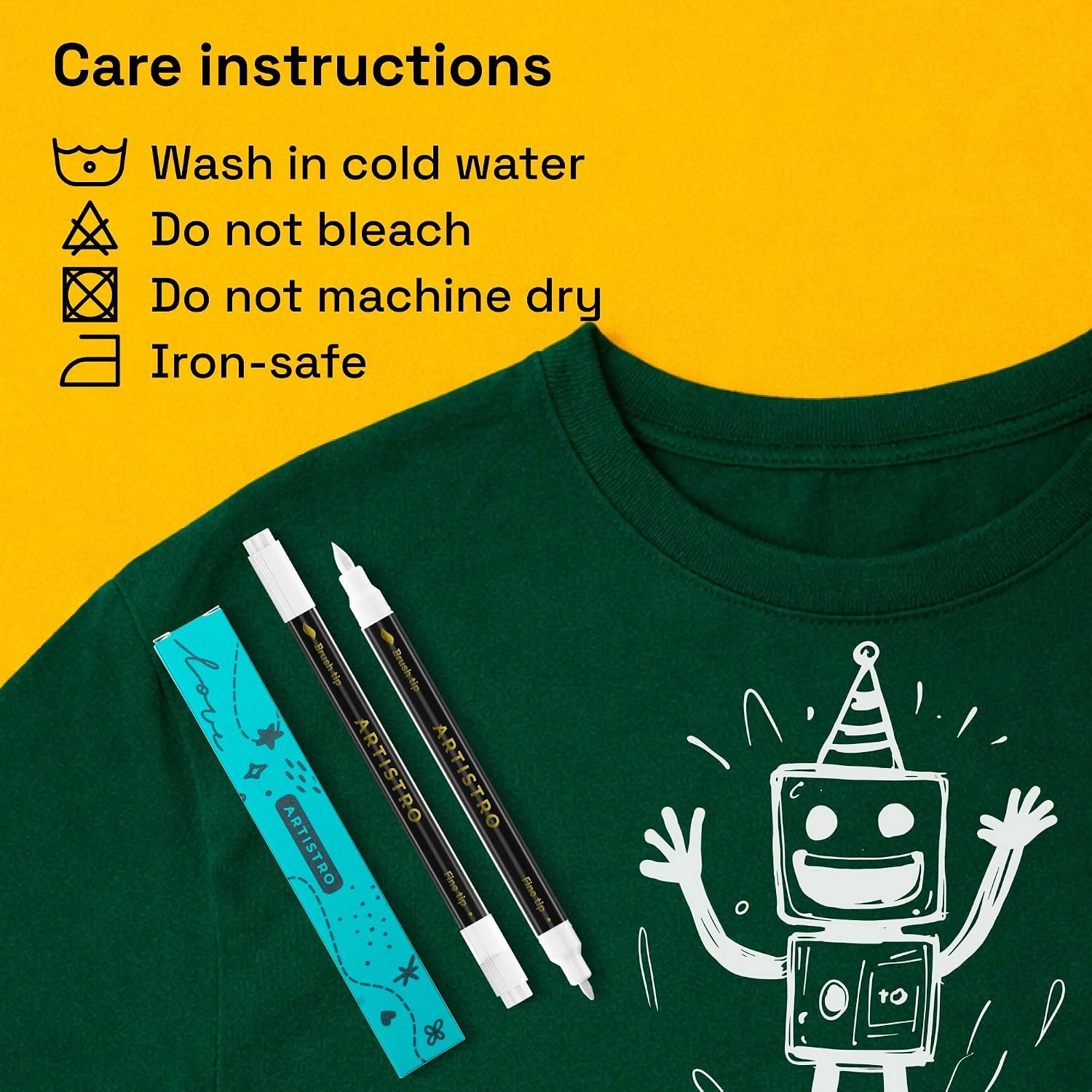 image:imageARTISTRO 24 DualTip Fabric Markers Decorating Kit Permanent for ClothesWhite