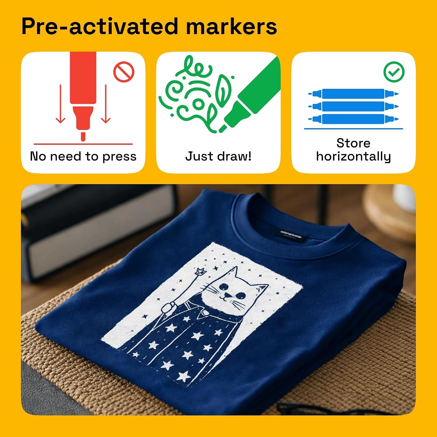 image:imageARTISTRO 24 DualTip Fabric Markers Decorating Kit Permanent for ClothesWhite