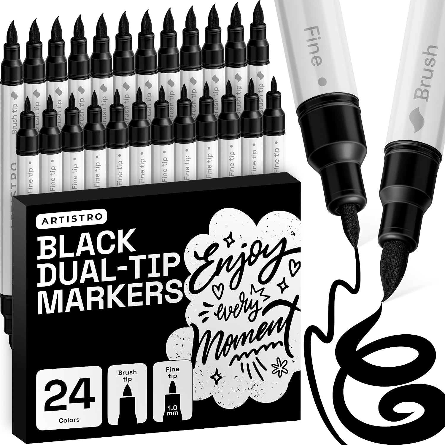 image:imageARTISTRO 36 Mixed Colors DualTip Acrylic Paint Marker Pens for DrawingBlack