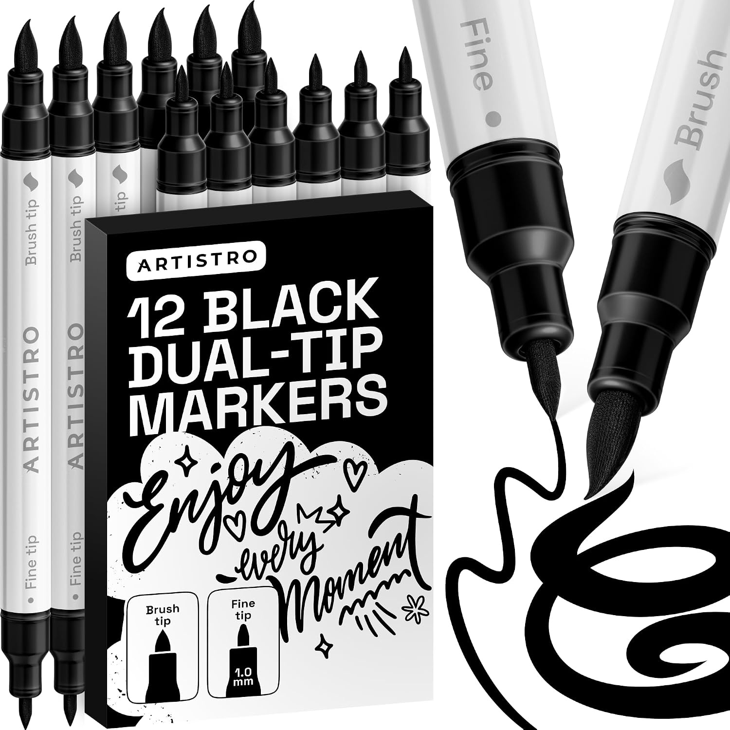 image:imageARTISTRO 36 Mixed Colors DualTip Acrylic Paint Marker Pens for DrawingBlack