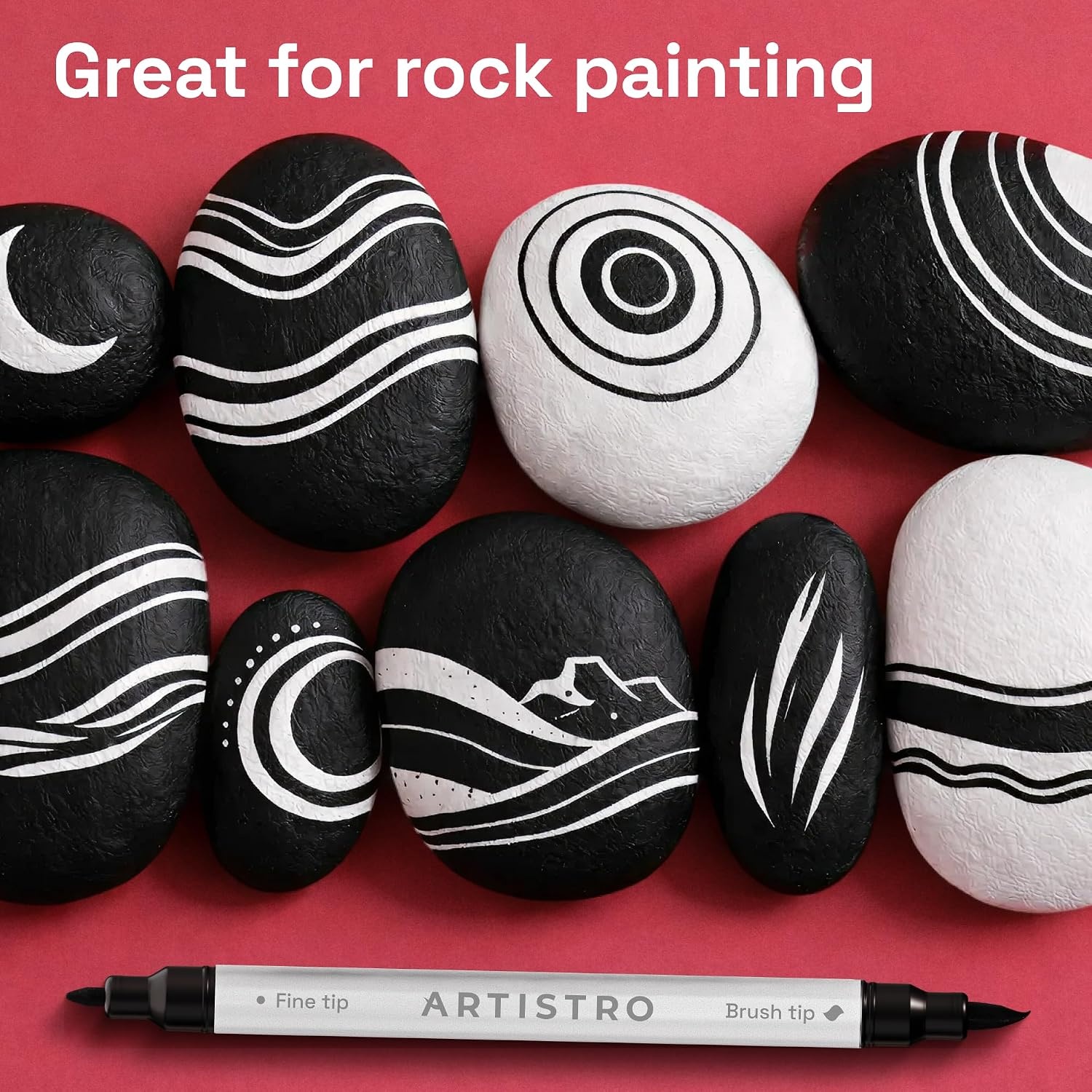 image:imageARTISTRO 36 Mixed Colors DualTip Acrylic Paint Marker Pens for DrawingBlack