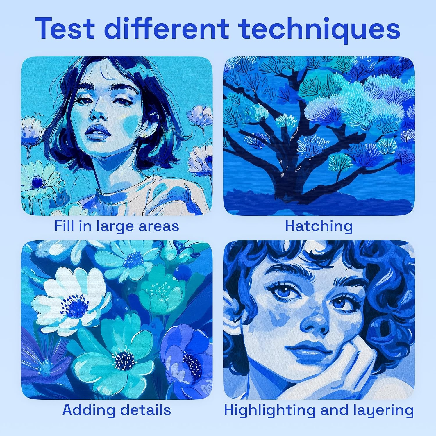 image:imageARTISTRO 36 Mixed Colors DualTip Acrylic Paint Marker Pens for DrawingBlue Tones