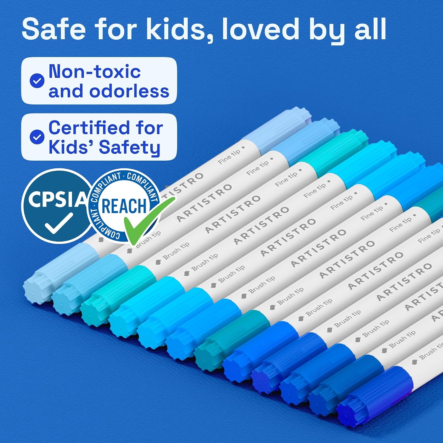 image:imageARTISTRO 36 Mixed Colors DualTip Acrylic Paint Marker Pens for DrawingBlue Tones