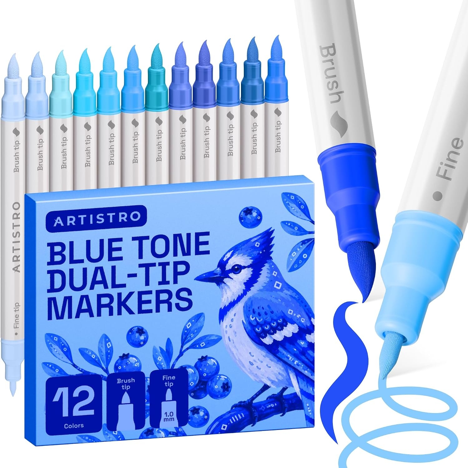 image:imageARTISTRO 36 Mixed Colors DualTip Acrylic Paint Marker Pens for DrawingBlue Tones