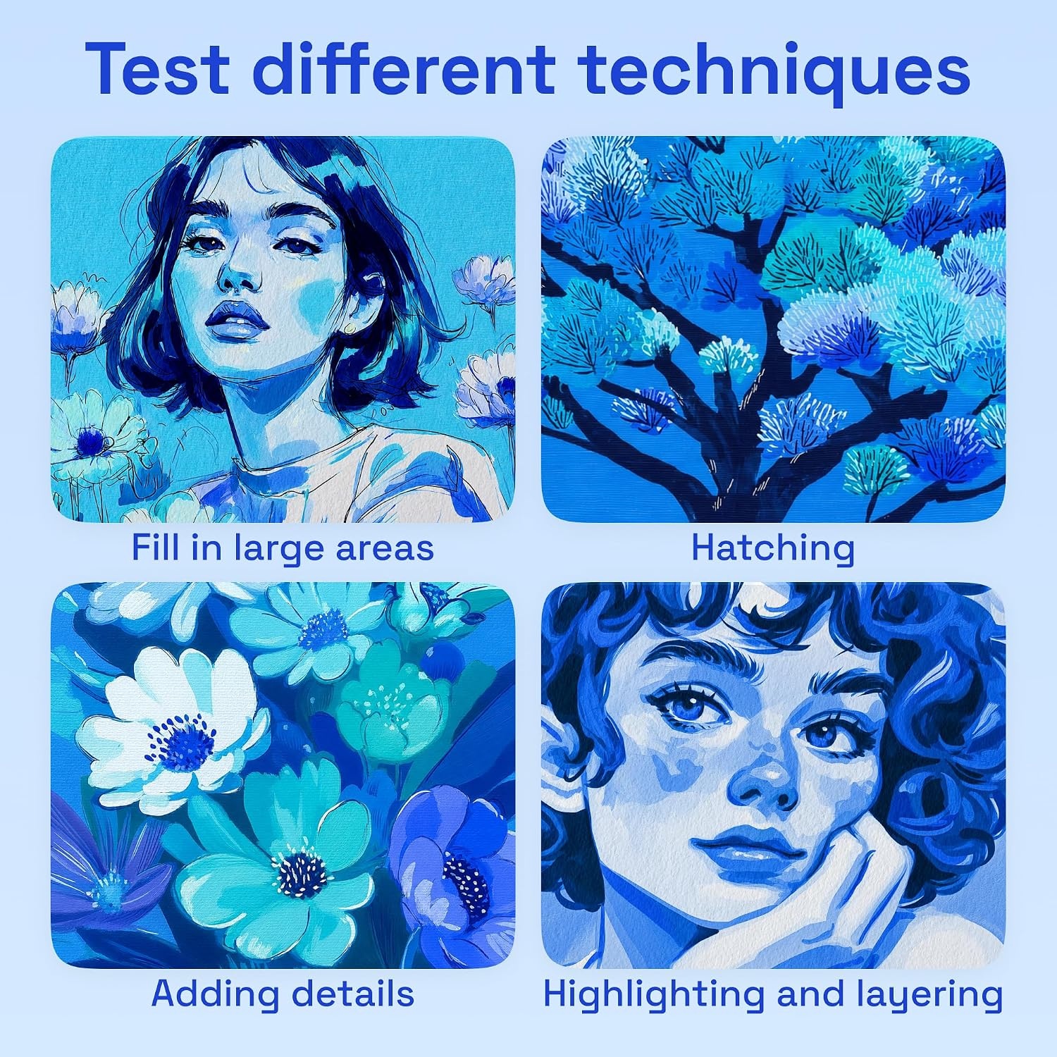 image:imageARTISTRO 36 Mixed Colors DualTip Acrylic Paint Marker Pens for DrawingBlue Tones