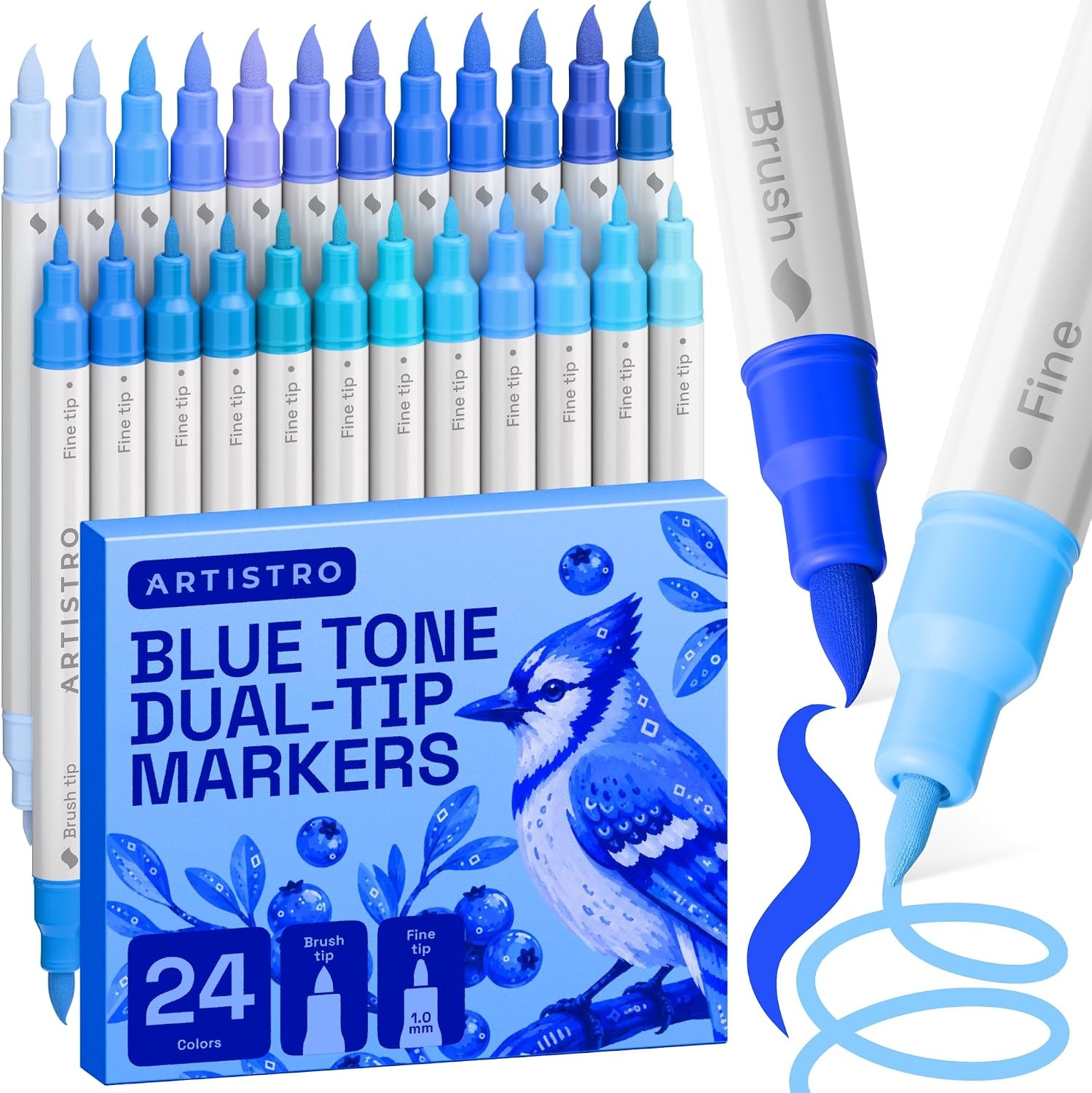 image:imageARTISTRO 36 Mixed Colors DualTip Acrylic Paint Marker Pens for DrawingBlue Tones