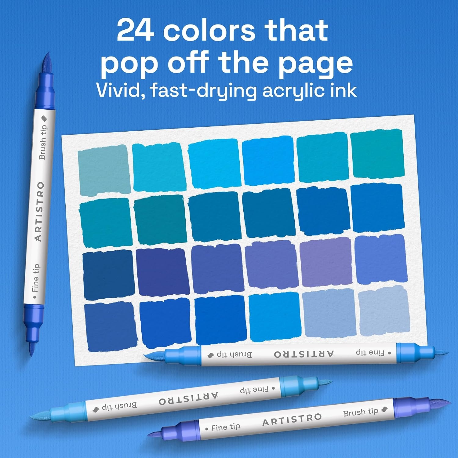 image:imageARTISTRO 36 Mixed Colors DualTip Acrylic Paint Marker Pens for DrawingBlue Tones
