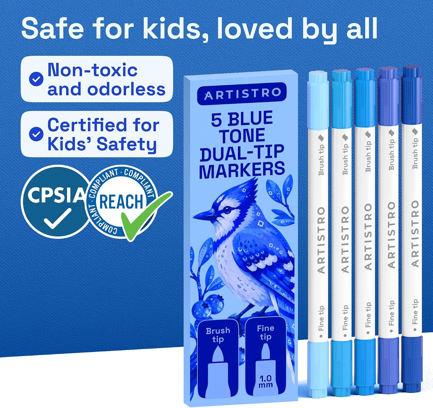 image:imageARTISTRO 36 Mixed Colors DualTip Acrylic Paint Marker Pens for DrawingBlue Tones