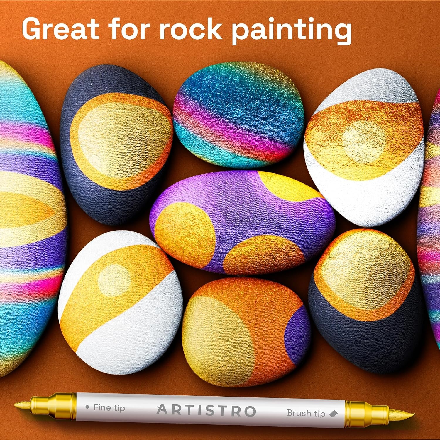 image:imageARTISTRO 36 Mixed Colors DualTip Acrylic Paint Marker Pens for DrawingGold