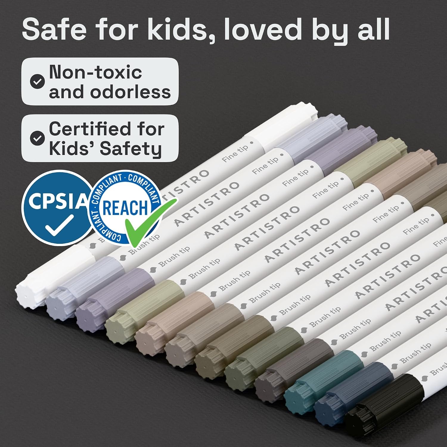 image:imageARTISTRO 36 Mixed Colors DualTip Acrylic Paint Marker Pens for DrawingGray Tones