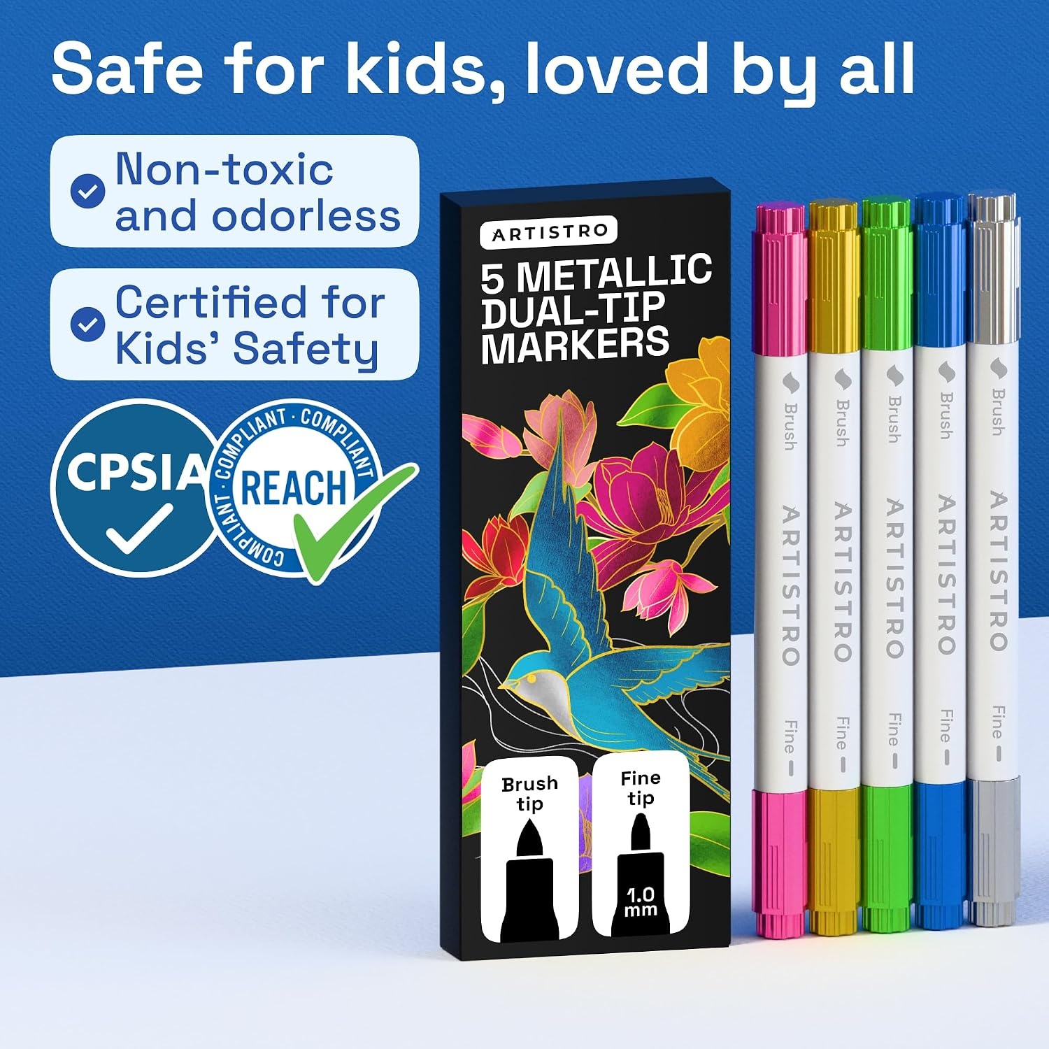 image:imageARTISTRO 36 Mixed Colors DualTip Acrylic Paint Marker Pens for DrawingMetallic