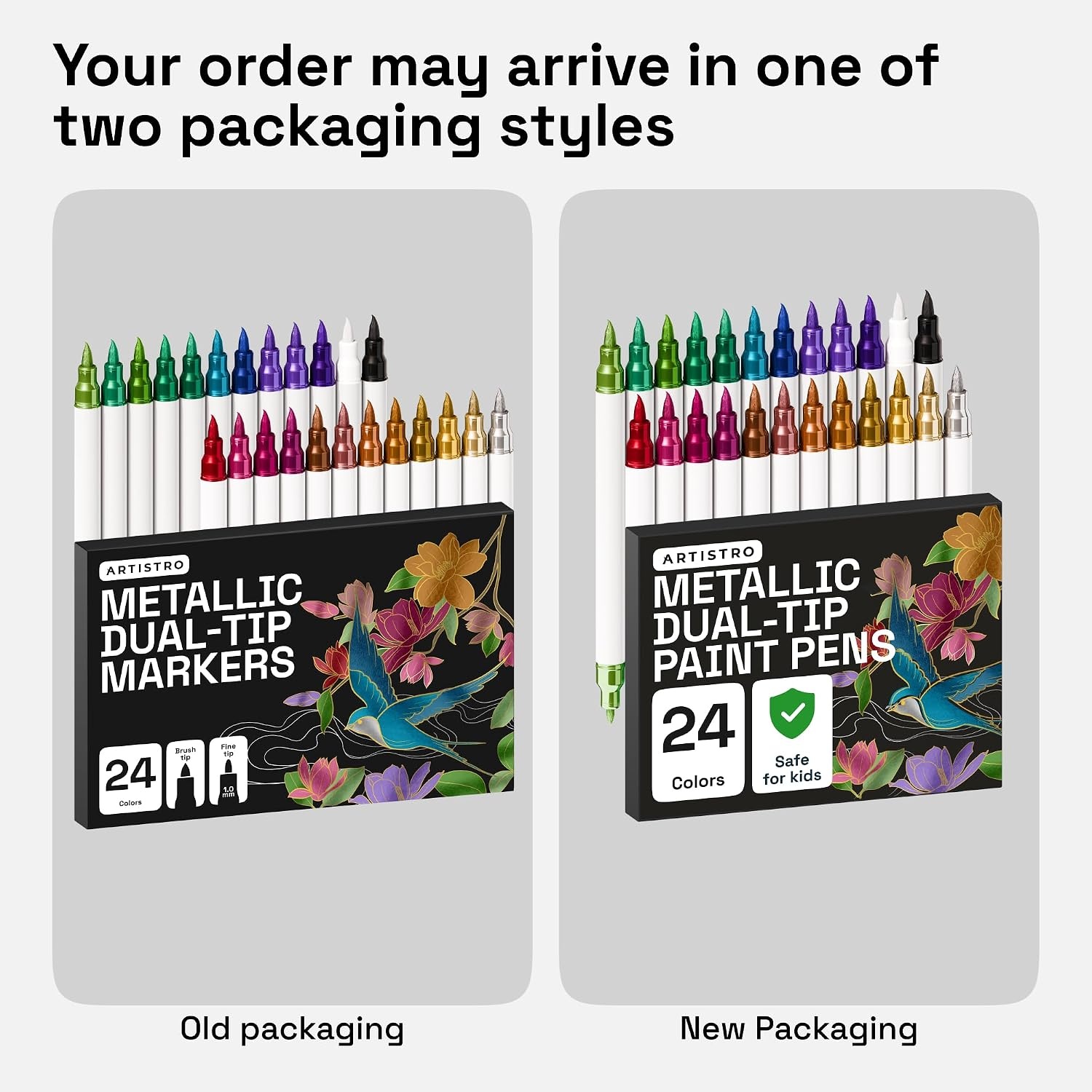 image:imageARTISTRO 36 Mixed Colors DualTip Acrylic Paint Marker Pens for DrawingMetallic