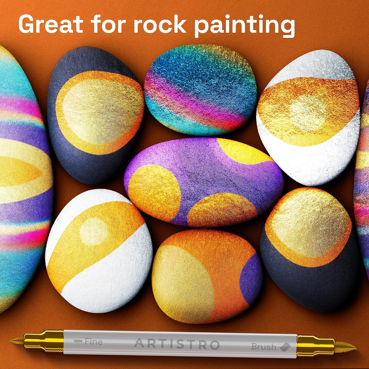 image:imageARTISTRO 36 Mixed Colors DualTip Acrylic Paint Marker Pens for DrawingMetallic