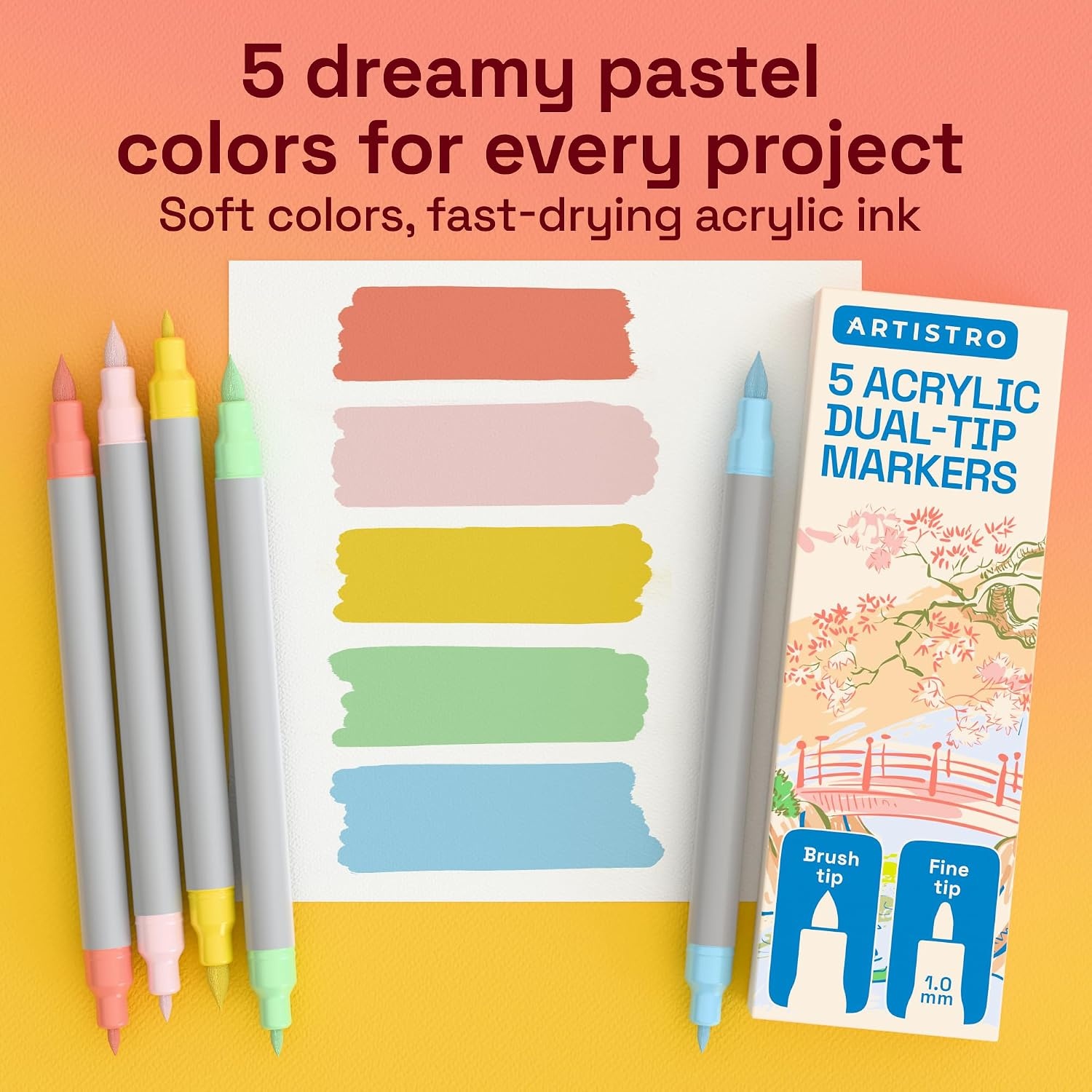 image:imageARTISTRO 36 Mixed Colors DualTip Acrylic Paint Marker Pens for DrawingPastel