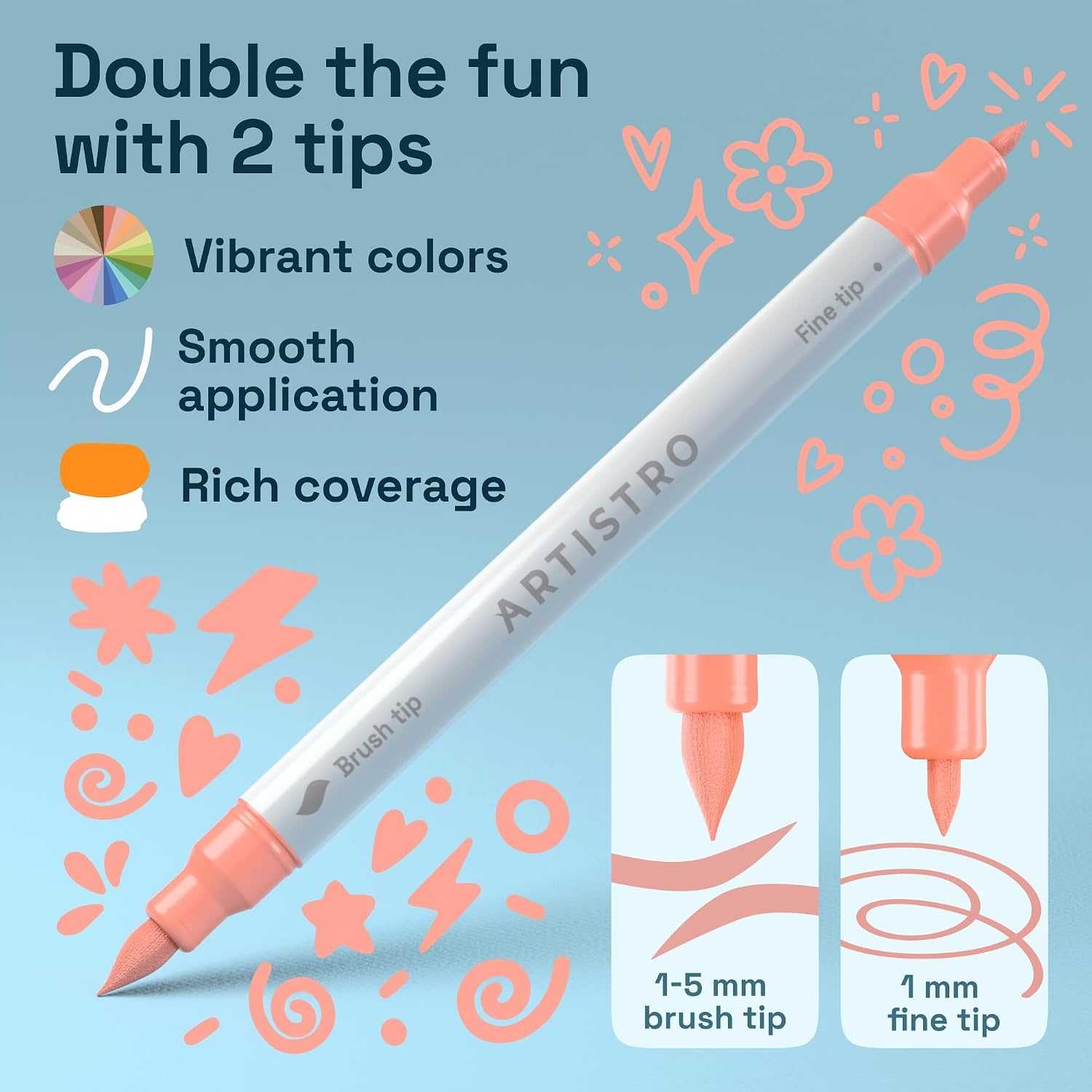 image:imageARTISTRO 36 Mixed Colors DualTip Acrylic Paint Marker Pens for DrawingPastel
