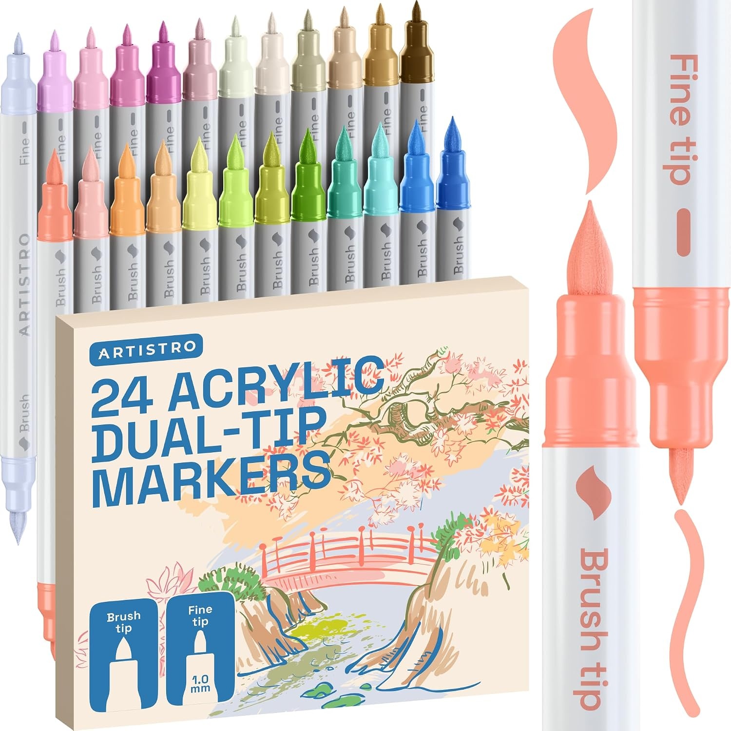 image:imageARTISTRO 36 Mixed Colors DualTip Acrylic Paint Marker Pens for DrawingPastel
