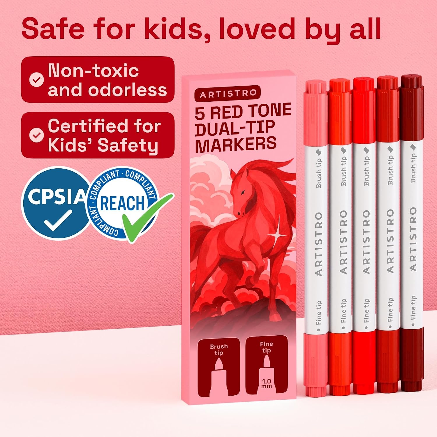 image:imageARTISTRO 36 Mixed Colors DualTip Acrylic Paint Marker Pens for DrawingRed Tones