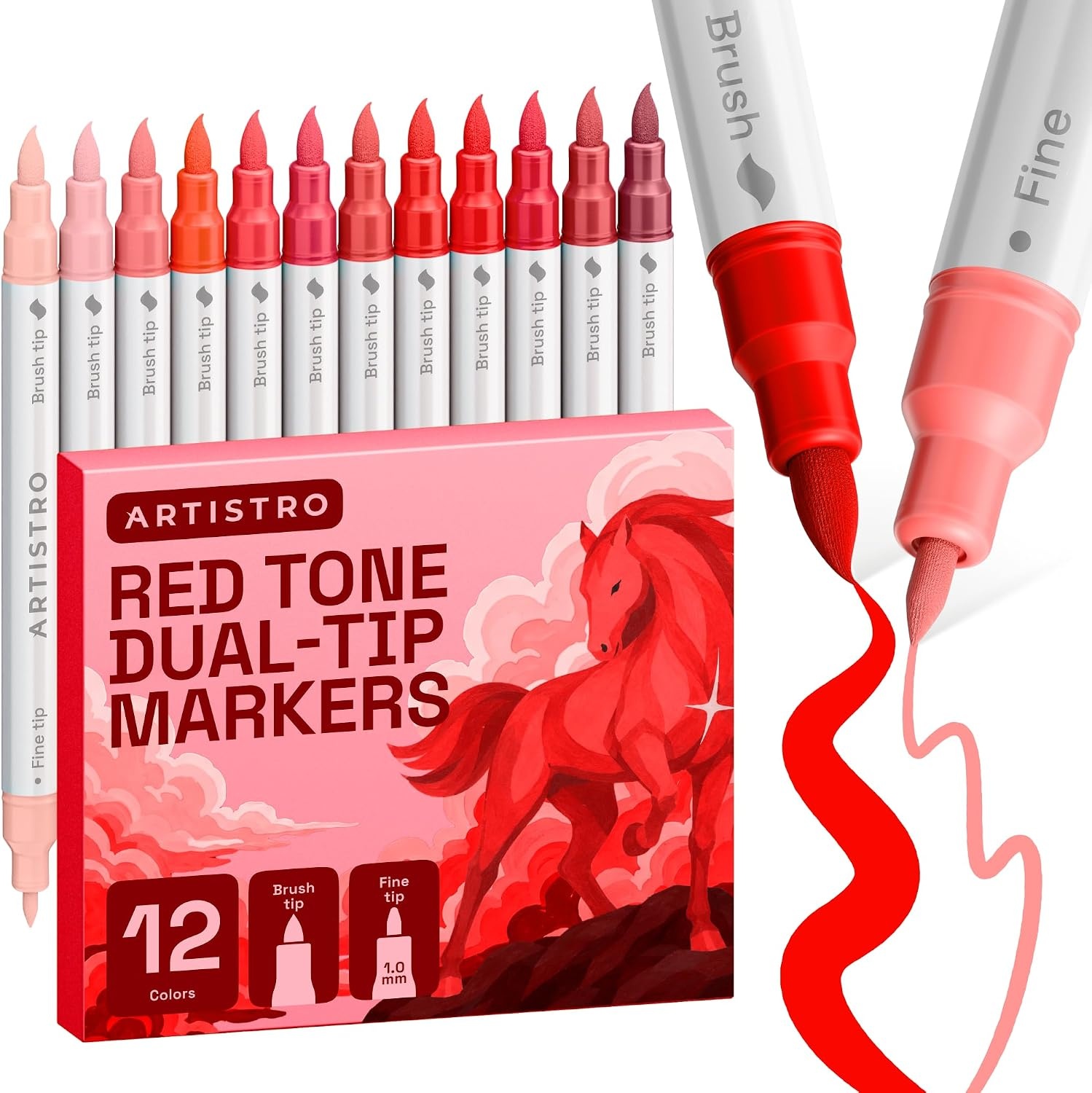 image:imageARTISTRO 36 Mixed Colors DualTip Acrylic Paint Marker Pens for DrawingRed Tones
