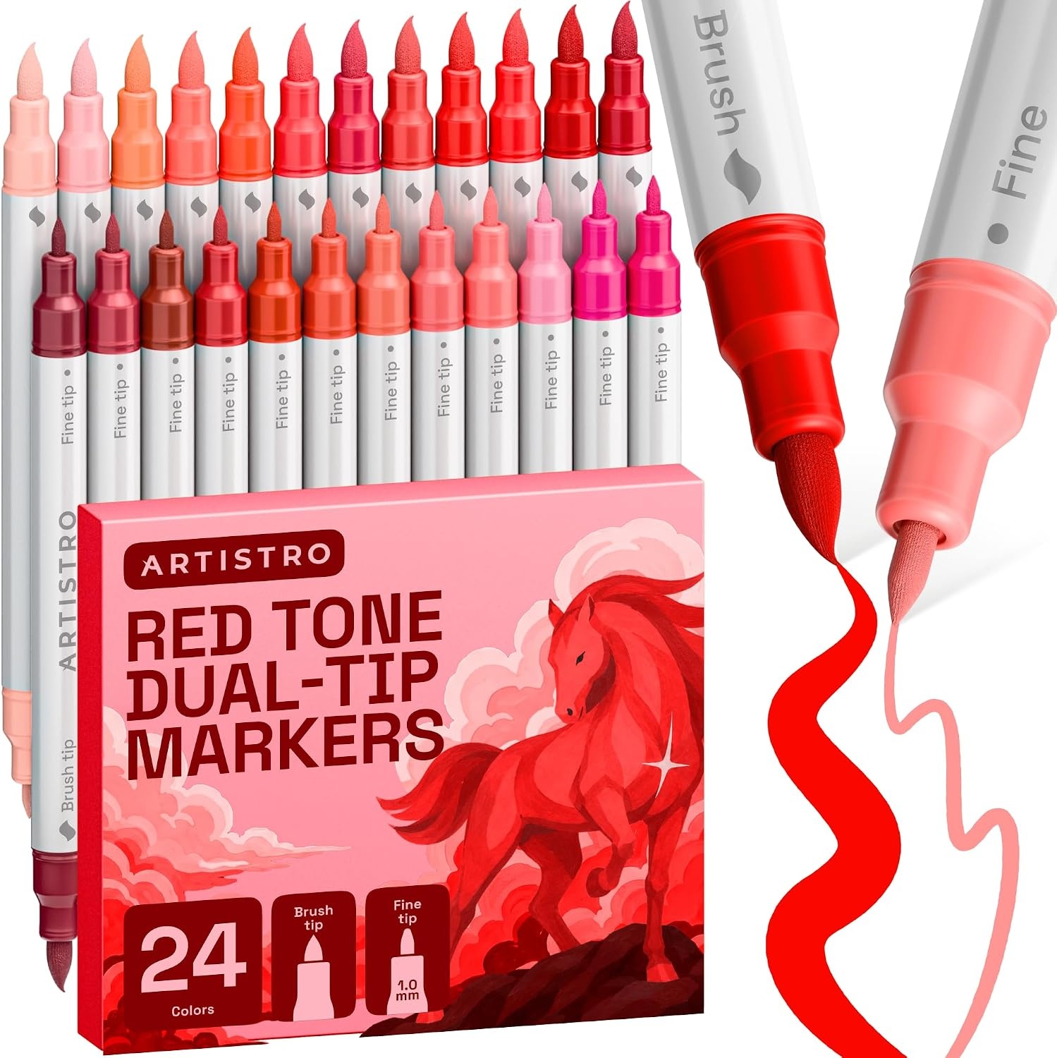 image:imageARTISTRO 36 Mixed Colors DualTip Acrylic Paint Marker Pens for DrawingRed Tones