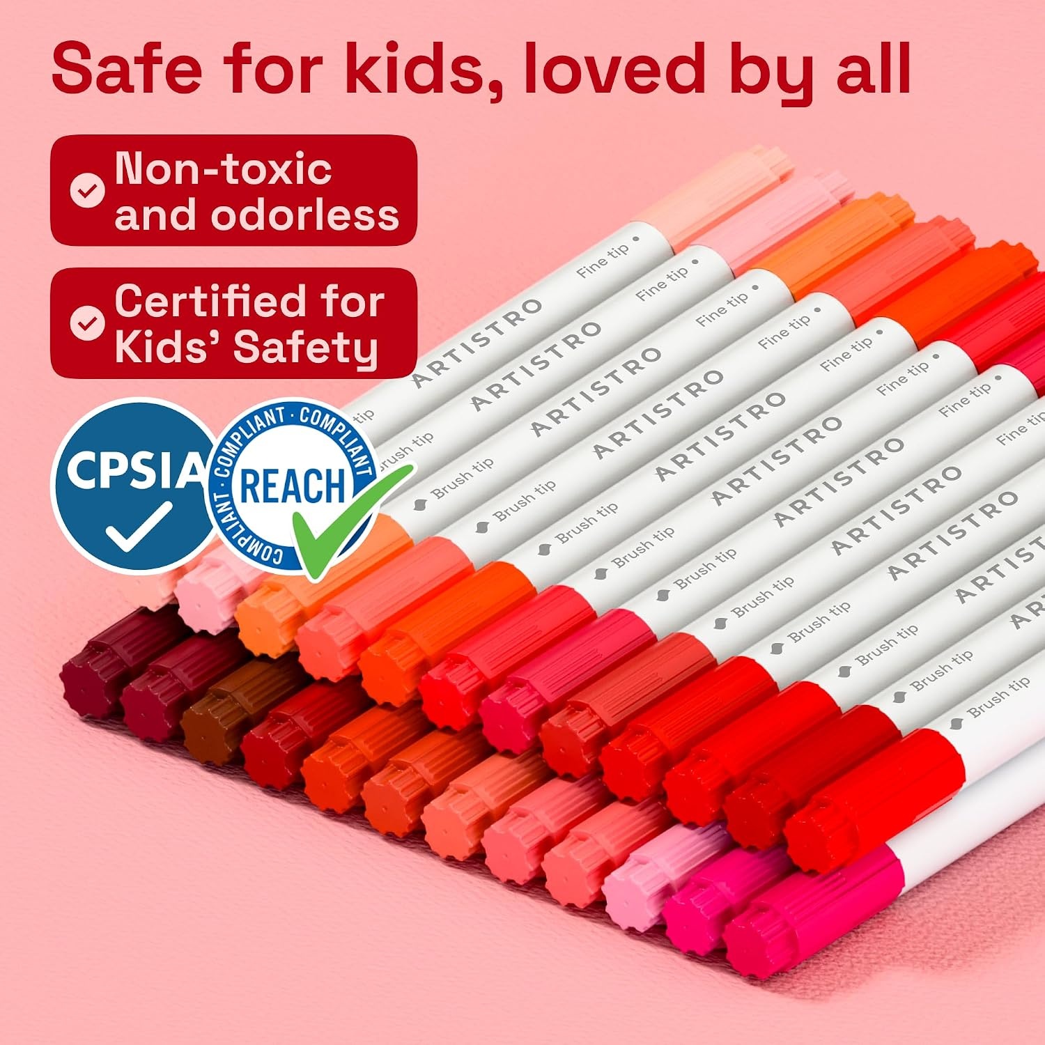 image:imageARTISTRO 36 Mixed Colors DualTip Acrylic Paint Marker Pens for DrawingRed Tones
