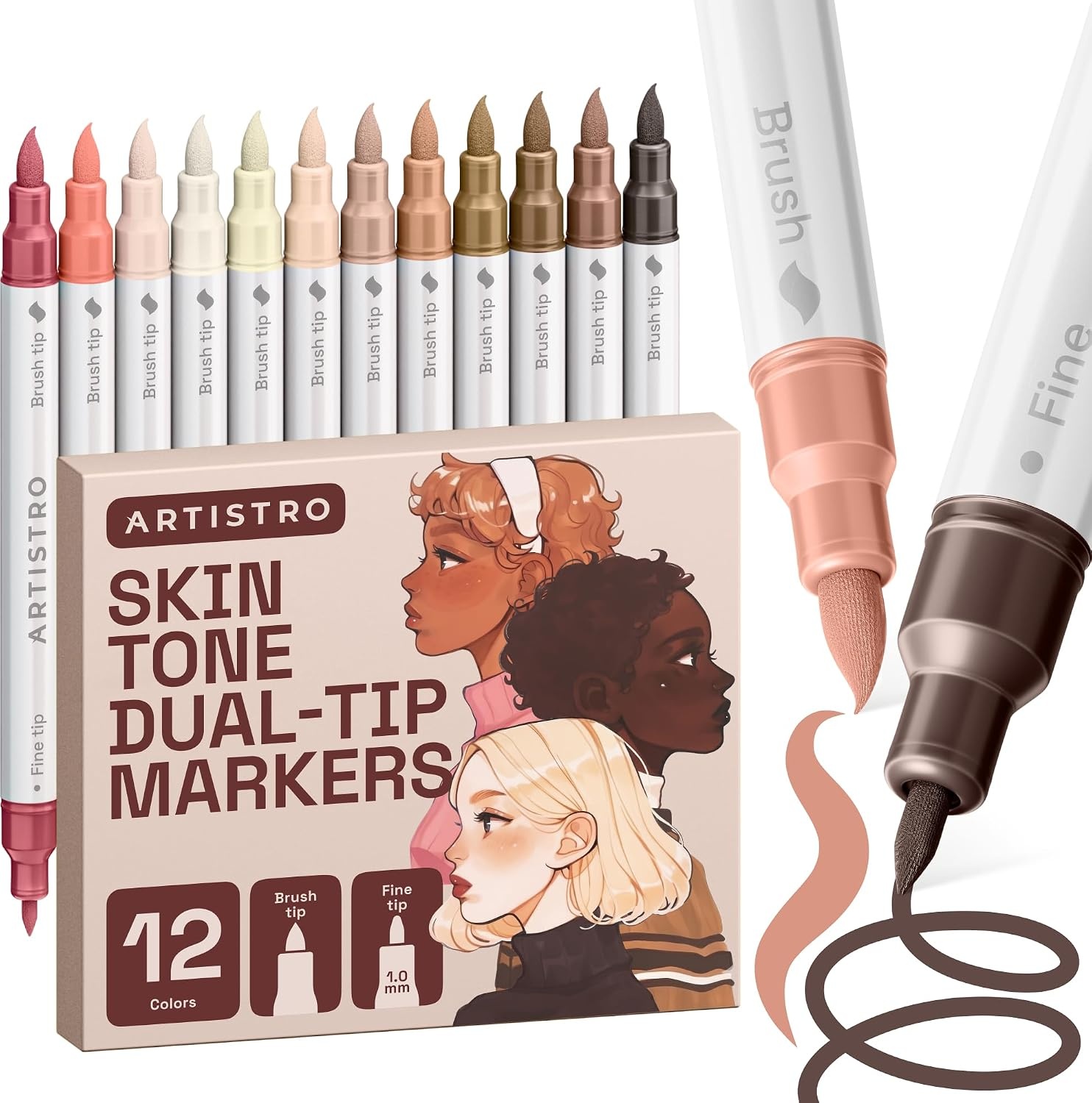 image:imageARTISTRO 36 Mixed Colors DualTip Acrylic Paint Marker Pens for DrawingSkin Tones