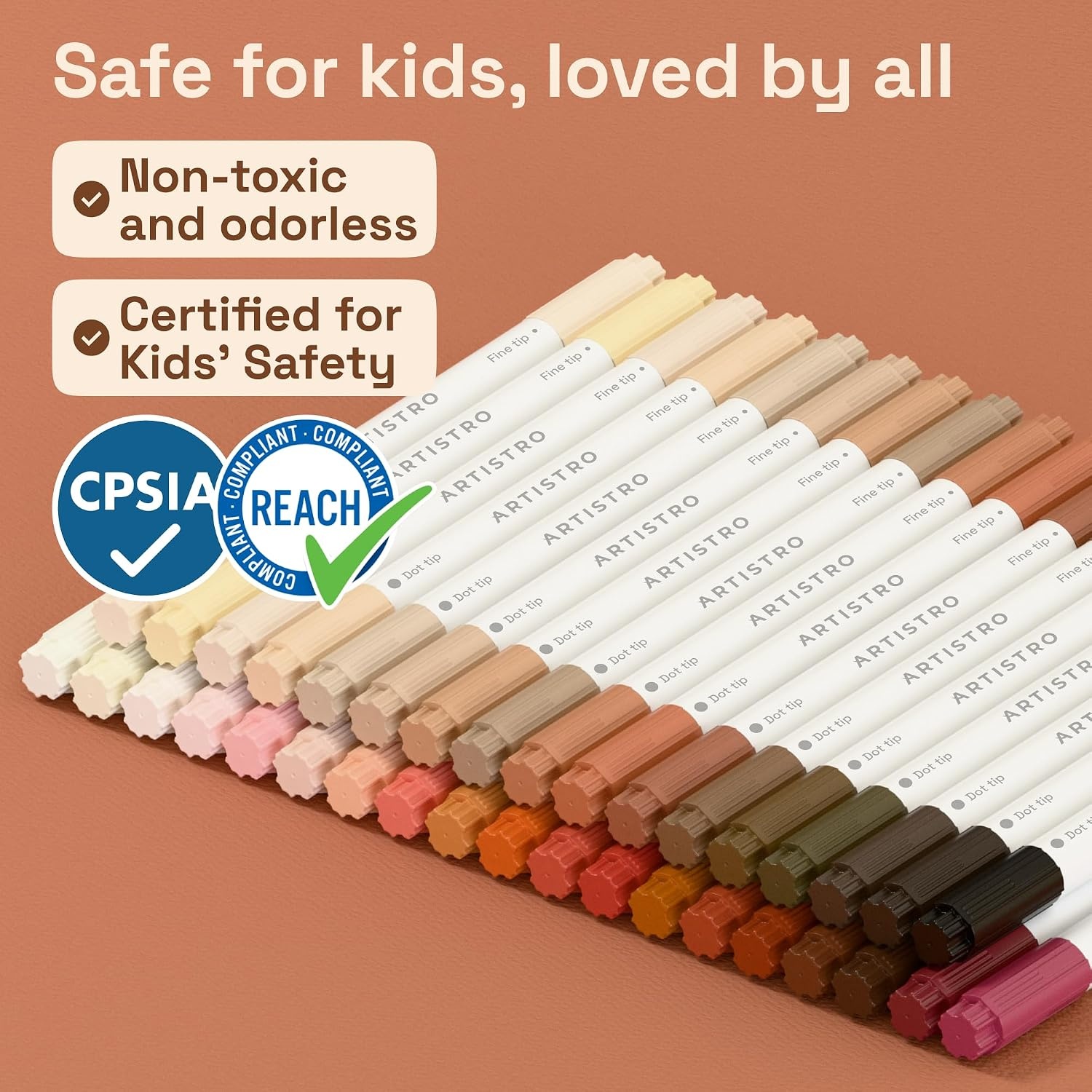 image:imageARTISTRO 36 Mixed Colors DualTip Acrylic Paint Marker Pens for DrawingSkin Tones