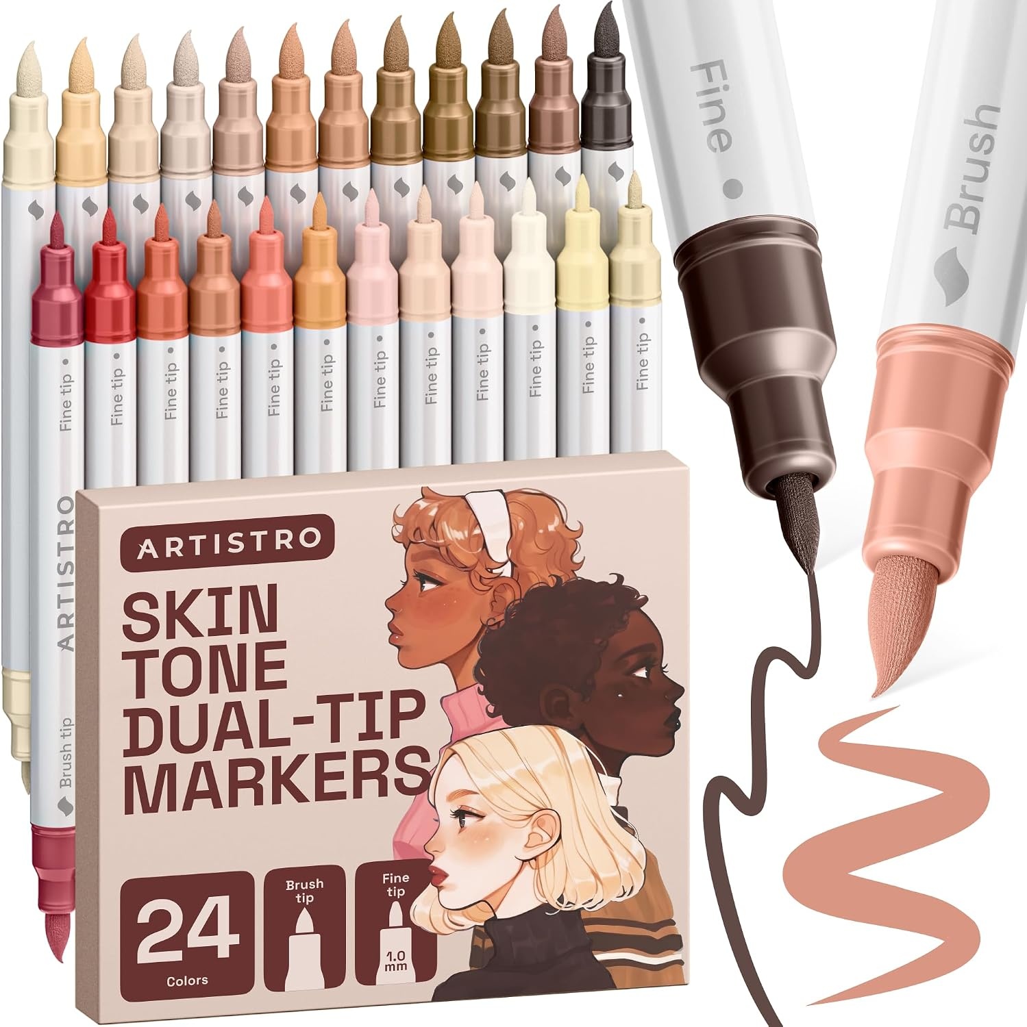 image:imageARTISTRO 36 Mixed Colors DualTip Acrylic Paint Marker Pens for DrawingSkin Tones