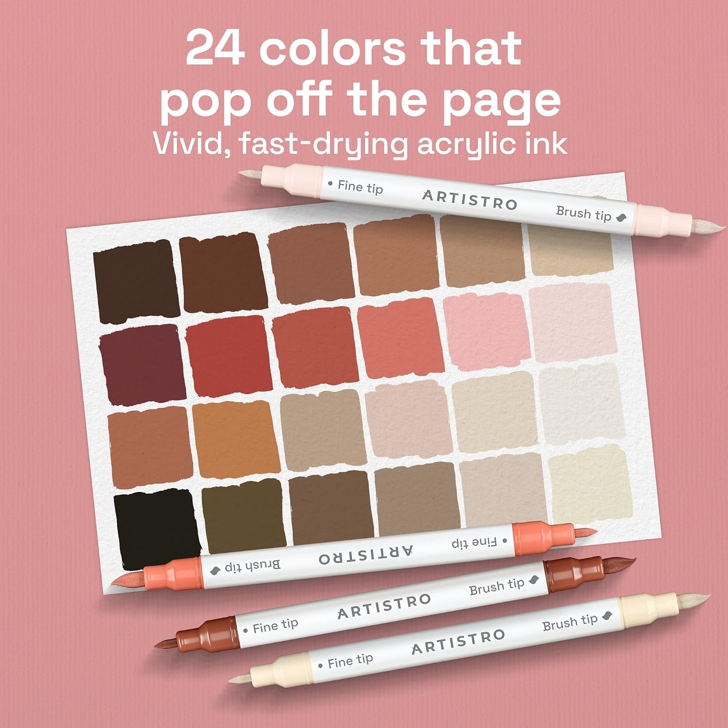 image:imageARTISTRO 36 Mixed Colors DualTip Acrylic Paint Marker Pens for DrawingSkin Tones