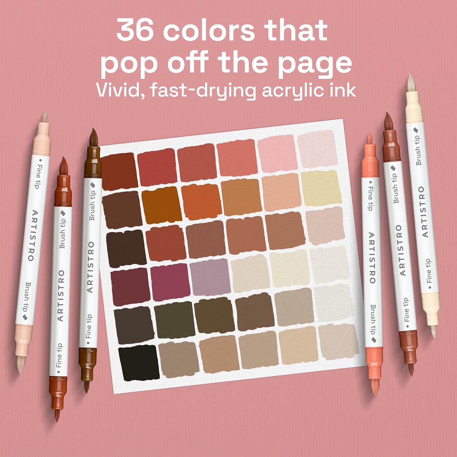 image:imageARTISTRO 36 Mixed Colors DualTip Acrylic Paint Marker Pens for DrawingSkin Tones