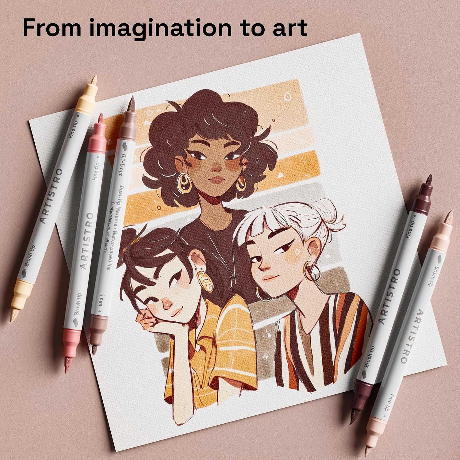 image:imageARTISTRO 36 Mixed Colors DualTip Acrylic Paint Marker Pens for DrawingSkin Tones