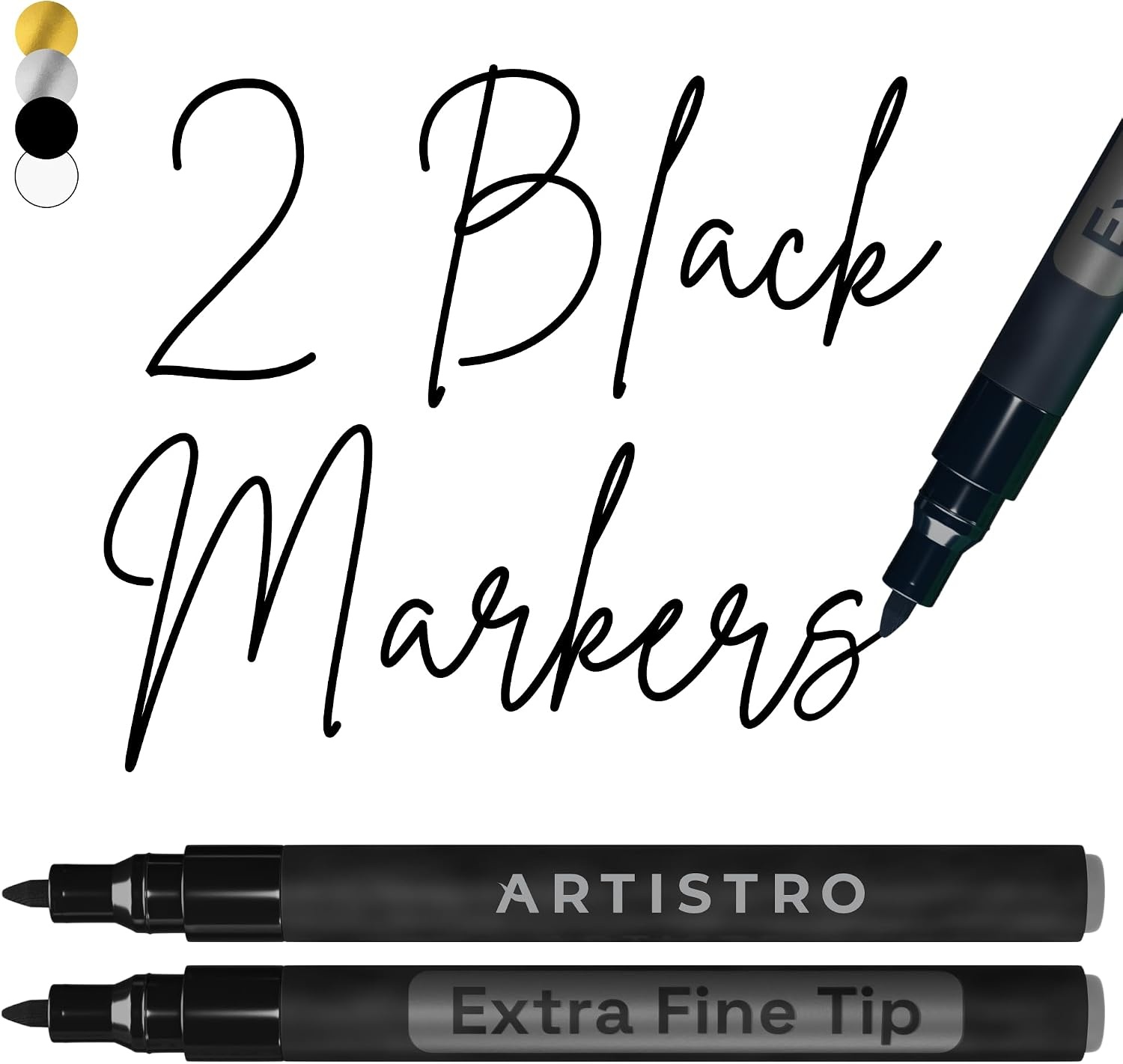 image:imageARTISTRO Black Acrylic Paint Markers 07mm Extra FineTip Set of 2Black