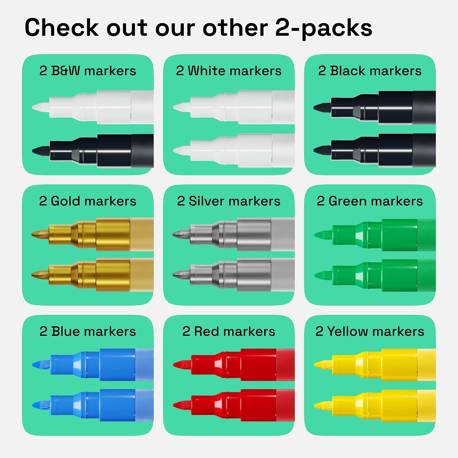 image:imageARTISTRO Black Acrylic Paint Markers 07mm Extra FineTip Set of 2Gold Silver