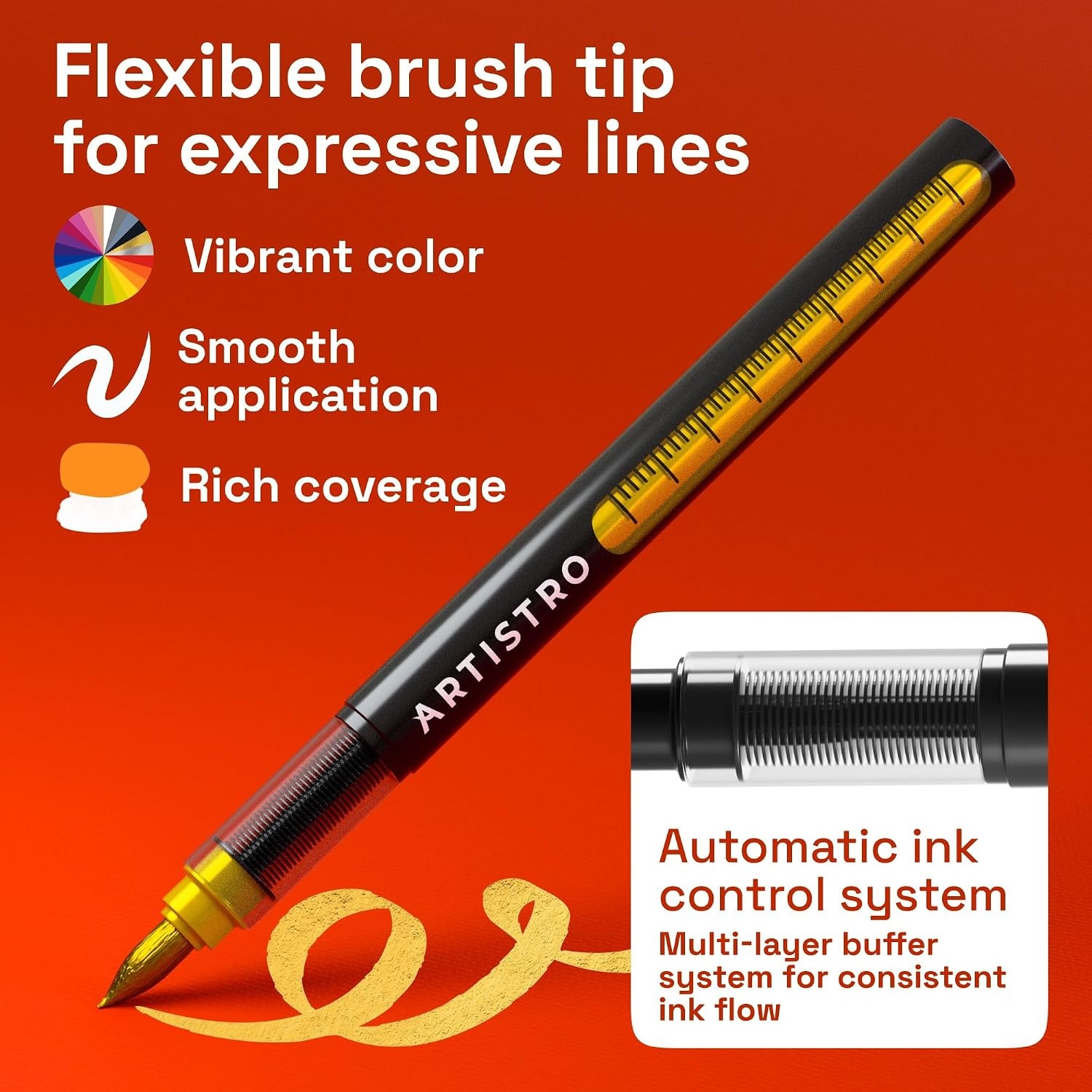 image:imageARTISTRO Black Acrylic Paint Markers 07mm Extra FineTip Set of 2Gold