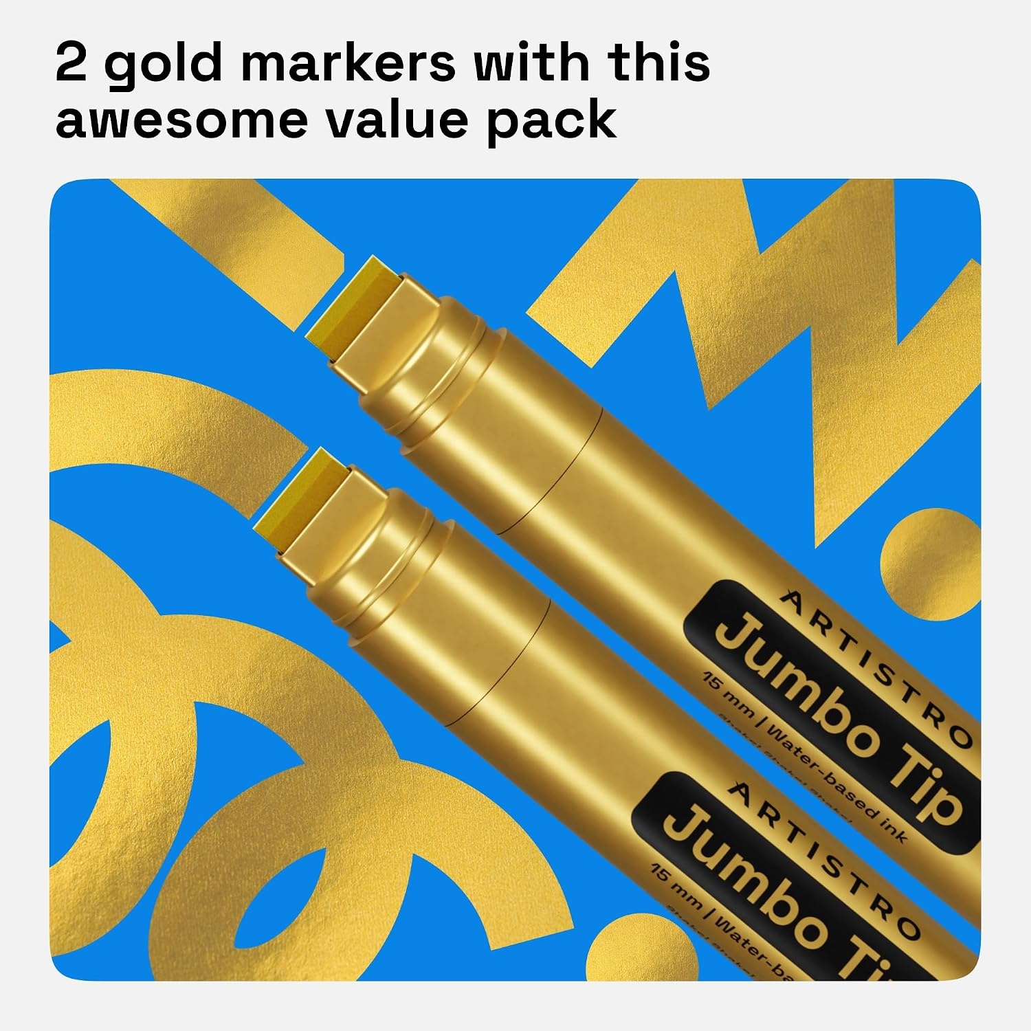 image:imageARTISTRO Black Acrylic Paint Markers 07mm Extra FineTip Set of 2Gold
