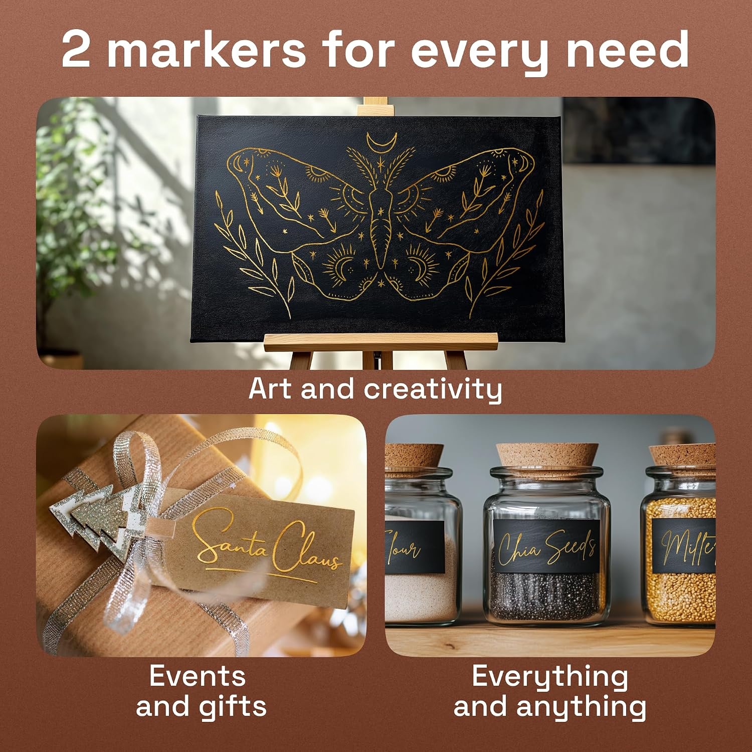 image:imageARTISTRO Black Acrylic Paint Markers 07mm Extra FineTip Set of 2Gold