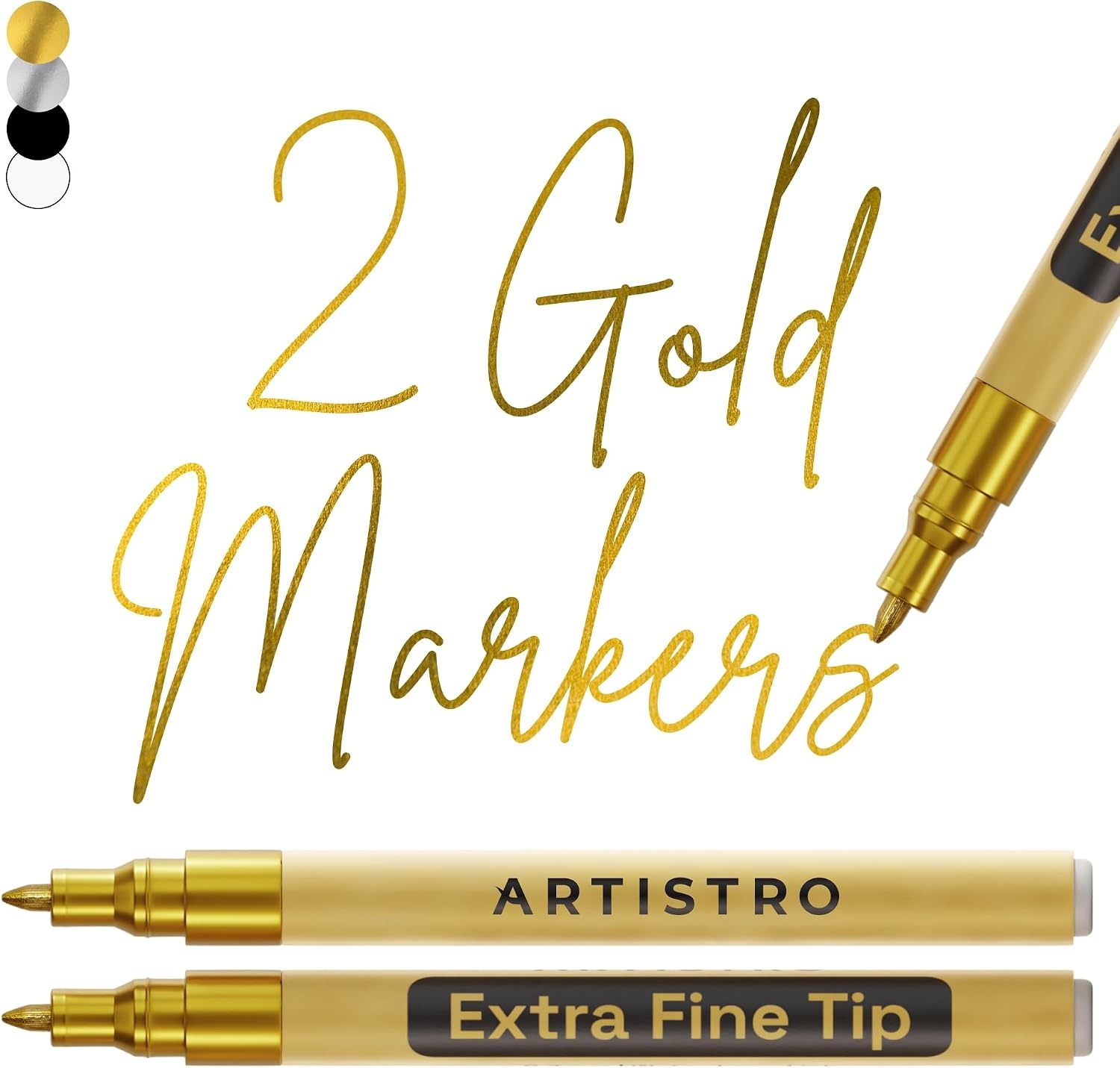 image:imageARTISTRO Black Acrylic Paint Markers 07mm Extra FineTip Set of 2Gold