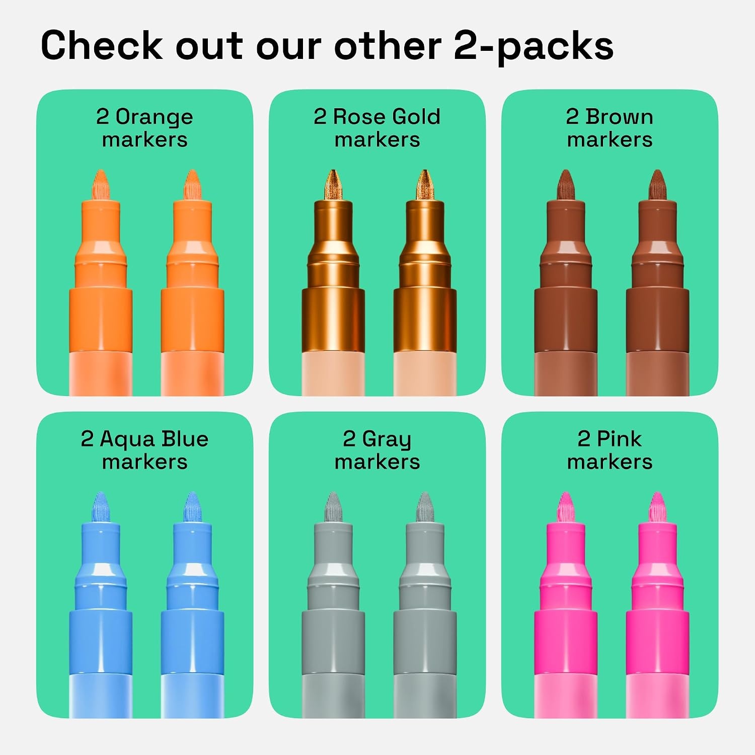 image:imageARTISTRO Black Acrylic Paint Markers 07mm Extra FineTip Set of 2Light Green